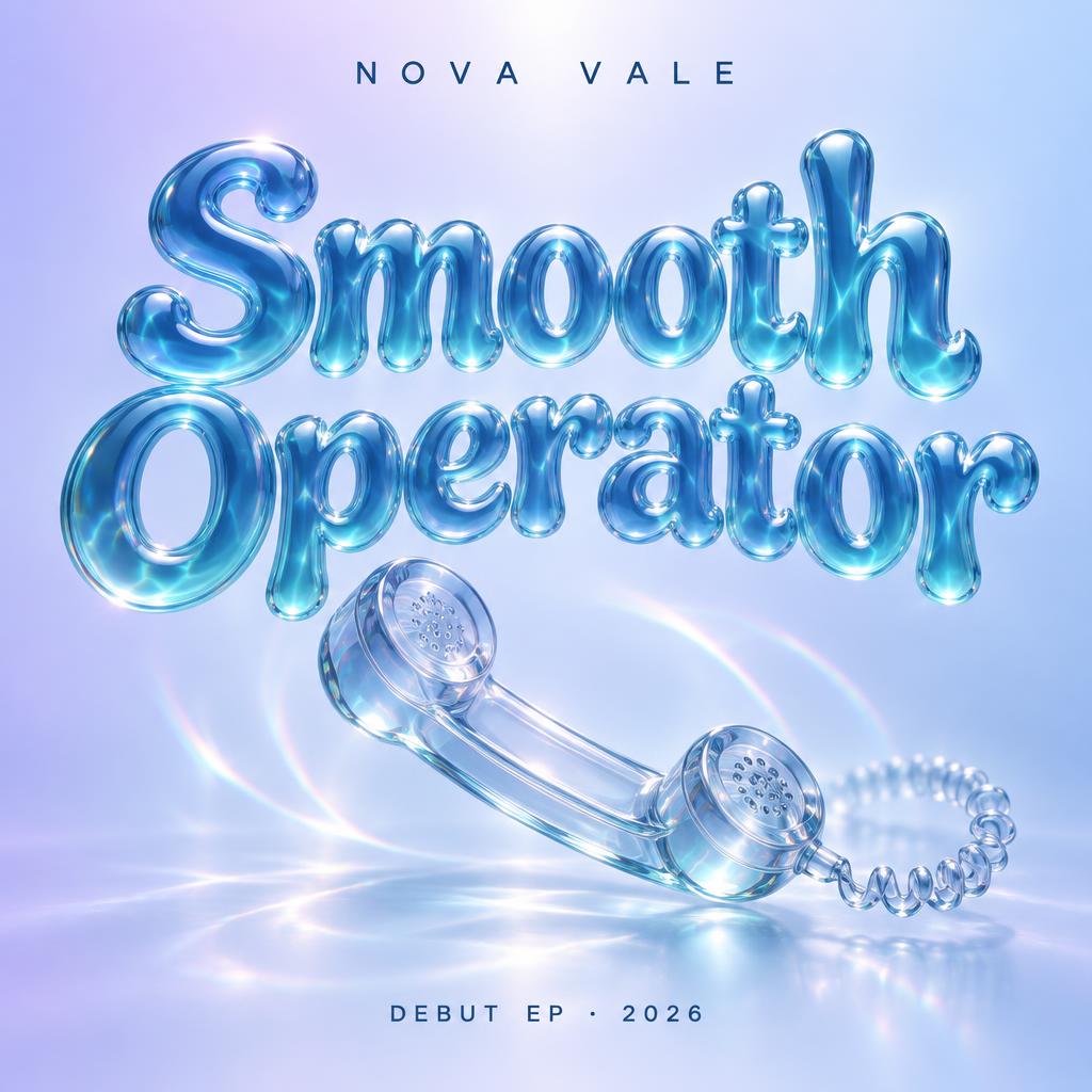 "Smooth Operator
NOVA VALE
DEBUT EP · 2026" — Glass Liquid | AI Text Effect Generator
