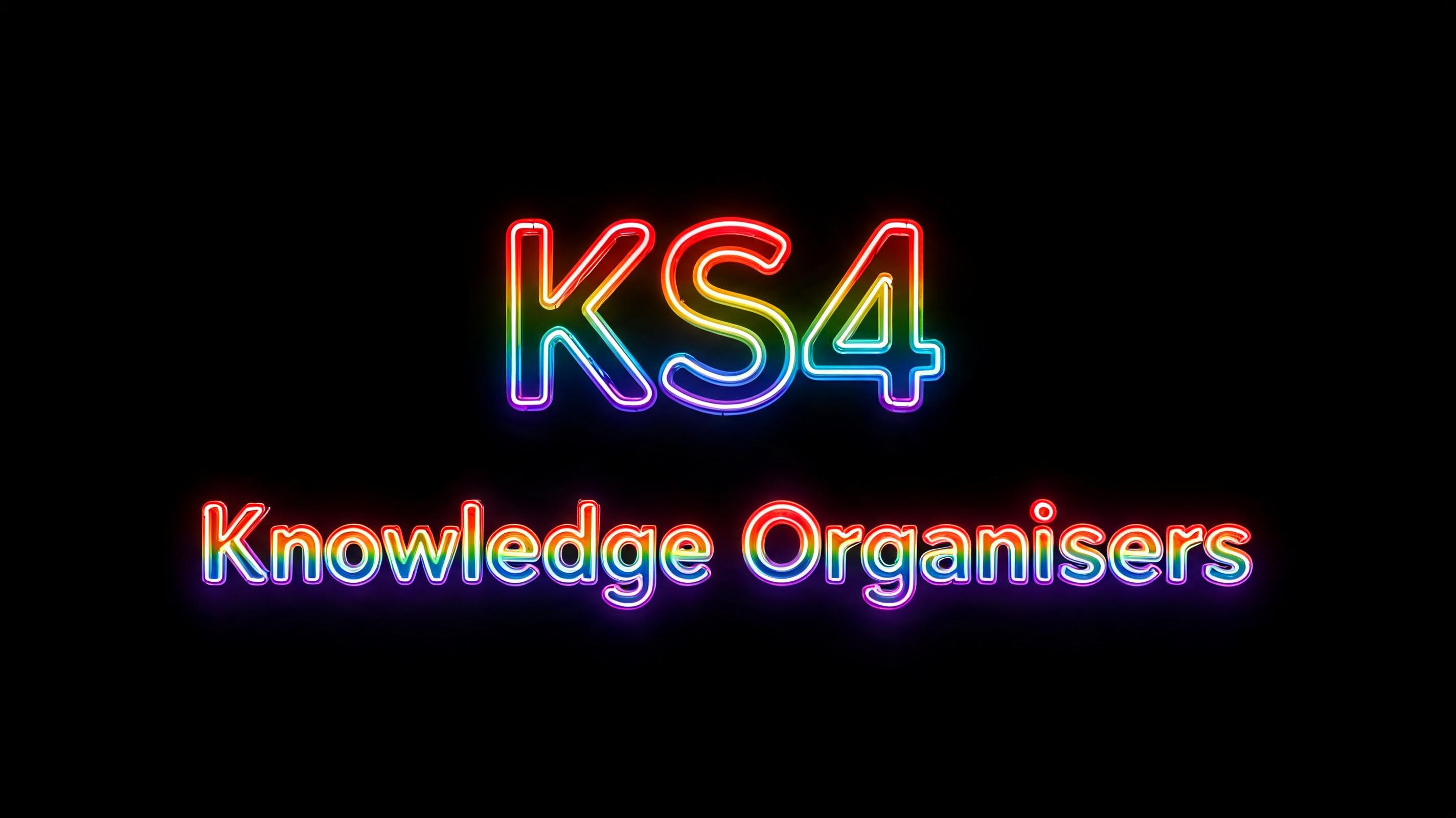 "KS4 Knowledge Organisers" — Rainbow | AI Text Effect Generator