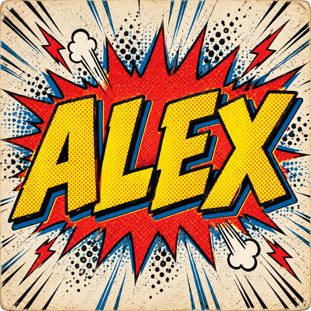 "A L E X" — Comic Book | AI Text Effect Generator