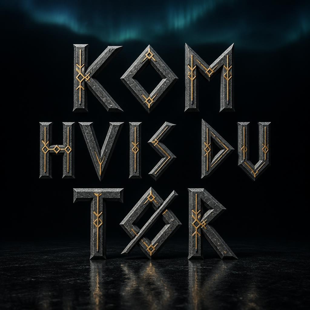 "KOM
HVIS DU
TØR" — Viking Runic | AI Text Effect Generator