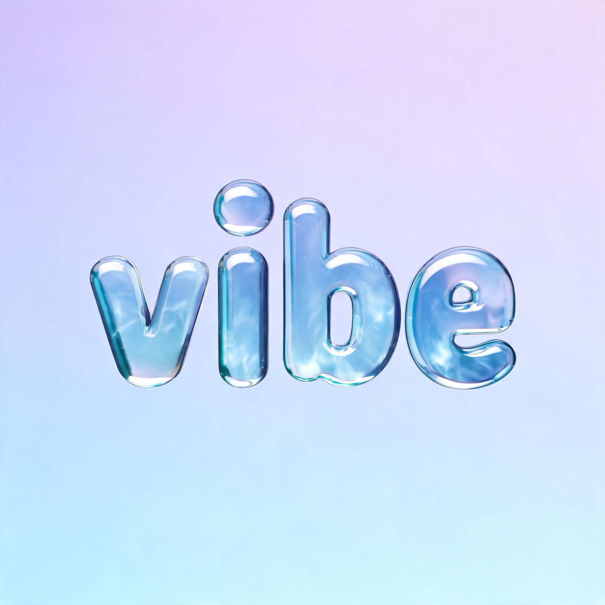 "vibe" — Glass Liquid | AI Text Effect Generator