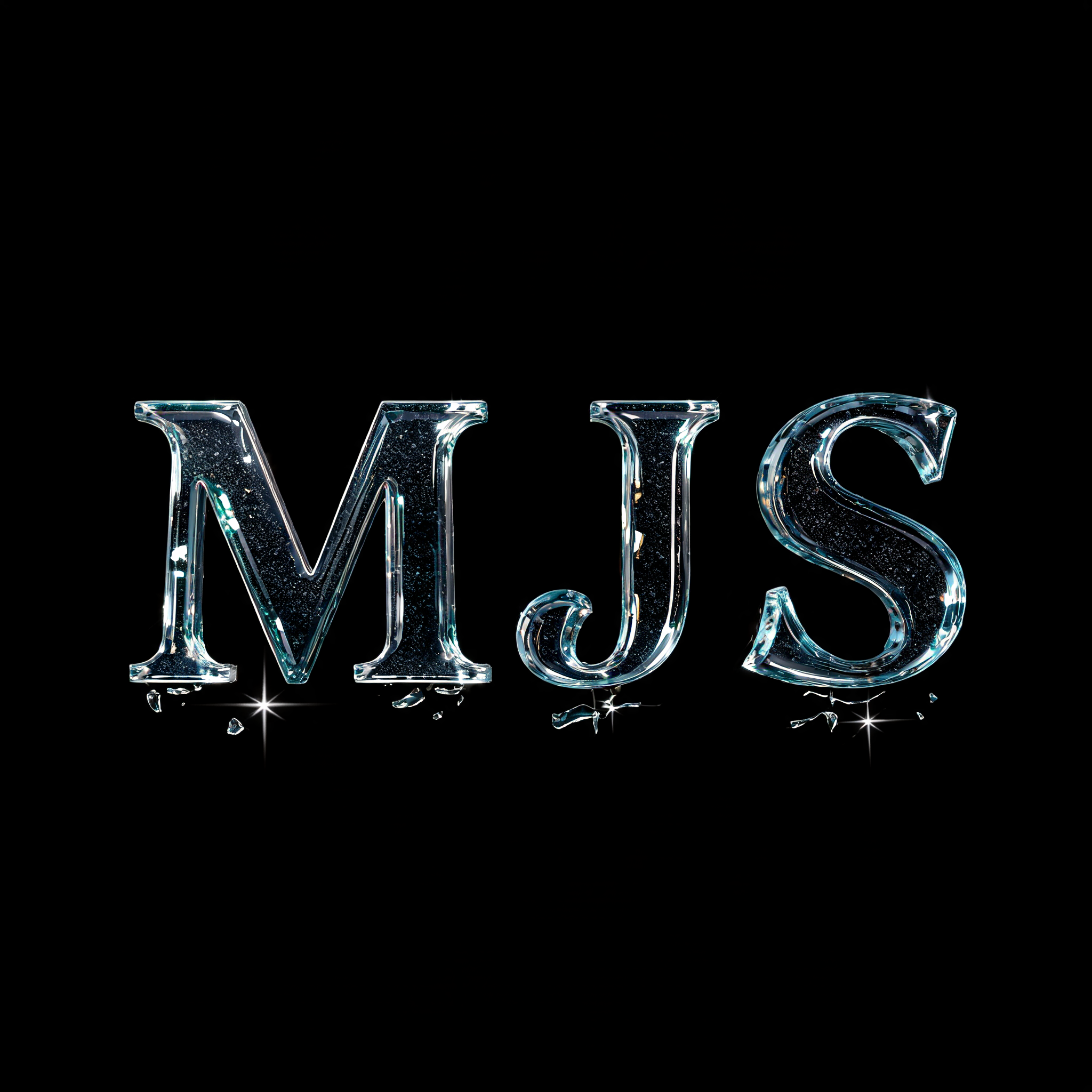 "M J S" — Glass | AI Text Effect Generator