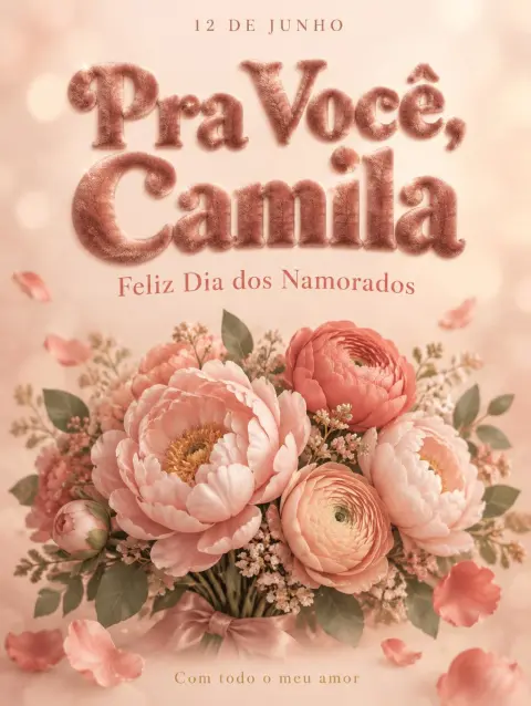 "Pra Você, Camila
Feliz Dia dos Namorados
12 DE JUNHO
Com todo o meu amor" — Romantic Her text effect