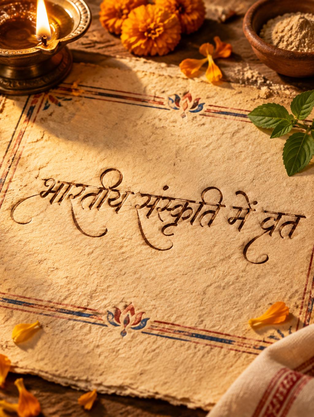 "भारतीय संस्कृति में व्रत" — Handwritten Script | AI Text Effect Generator