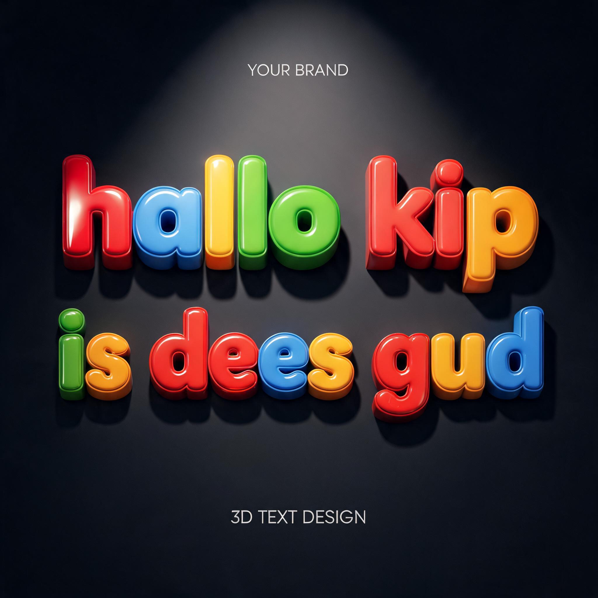 "hallo kip is dees gud" — 3d Bold | AI Text Effect Generator