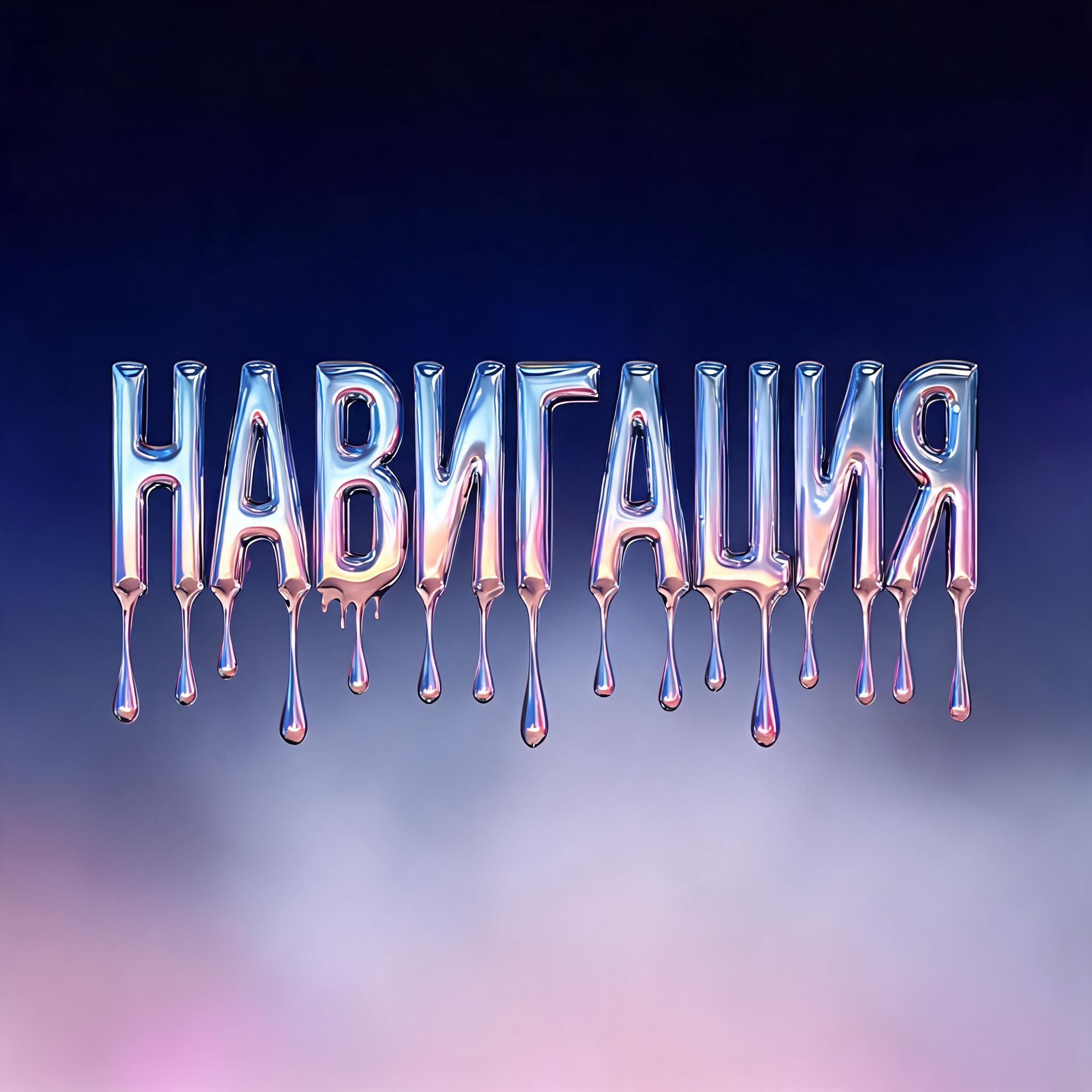 "Навигация" — Y2k Liquid | AI Text Effect Generator