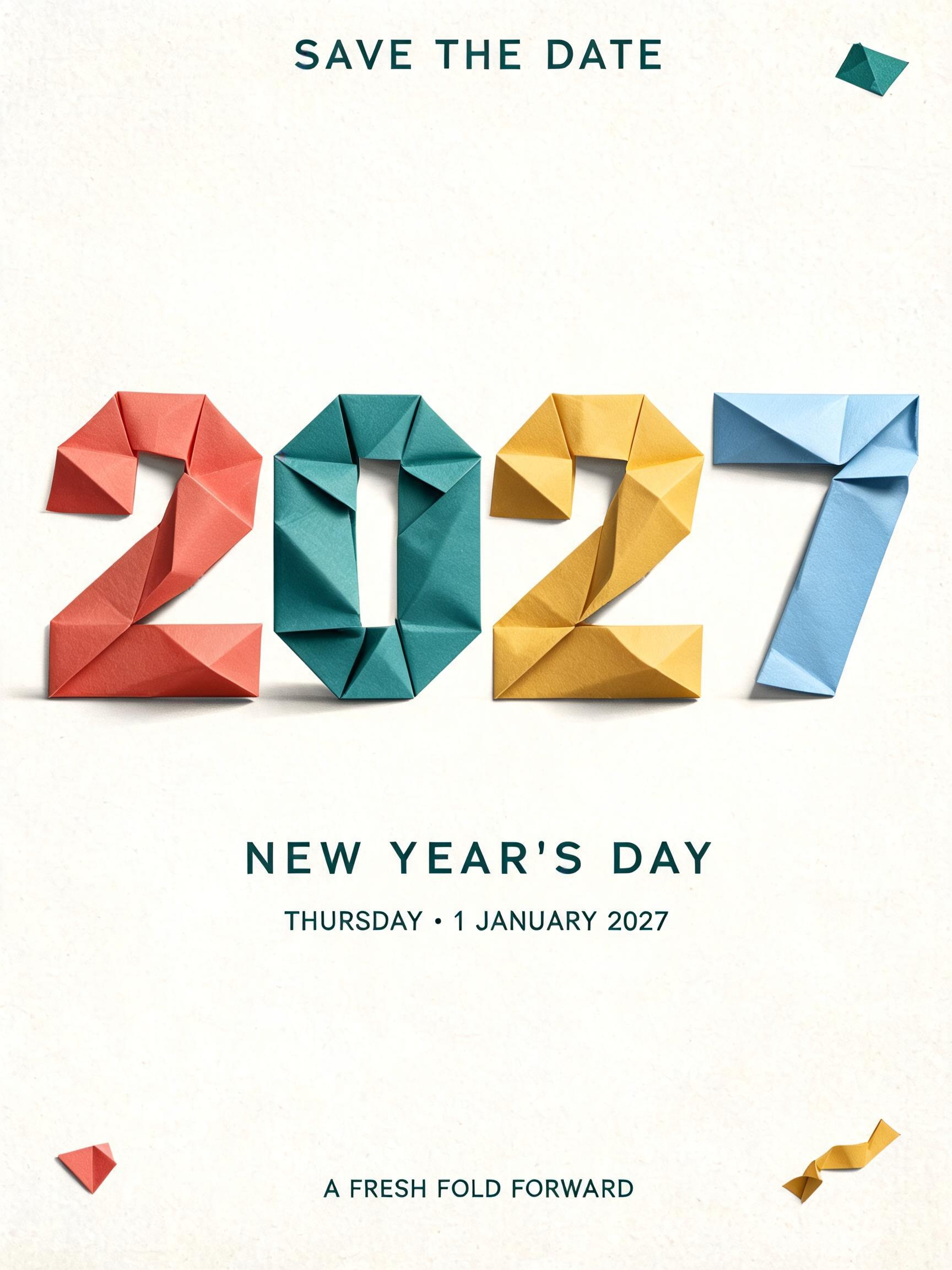 "2027" — Origami text effect