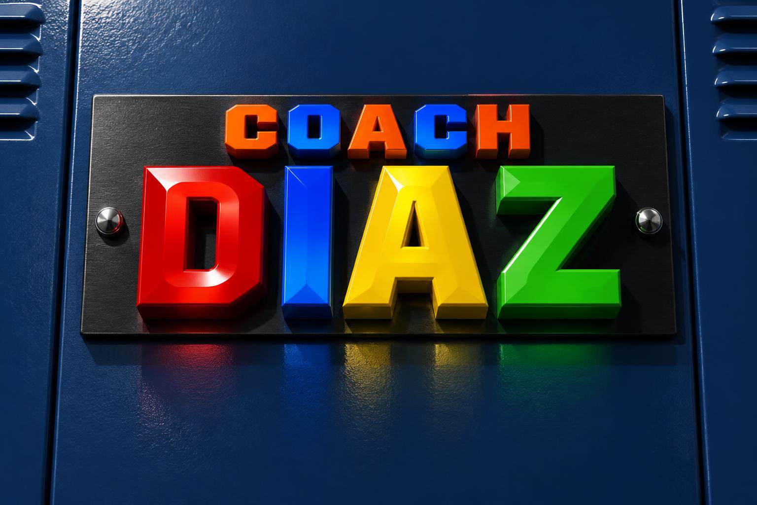"DIAZ
COACH" — 3d Bold | AI Text Effect Generator