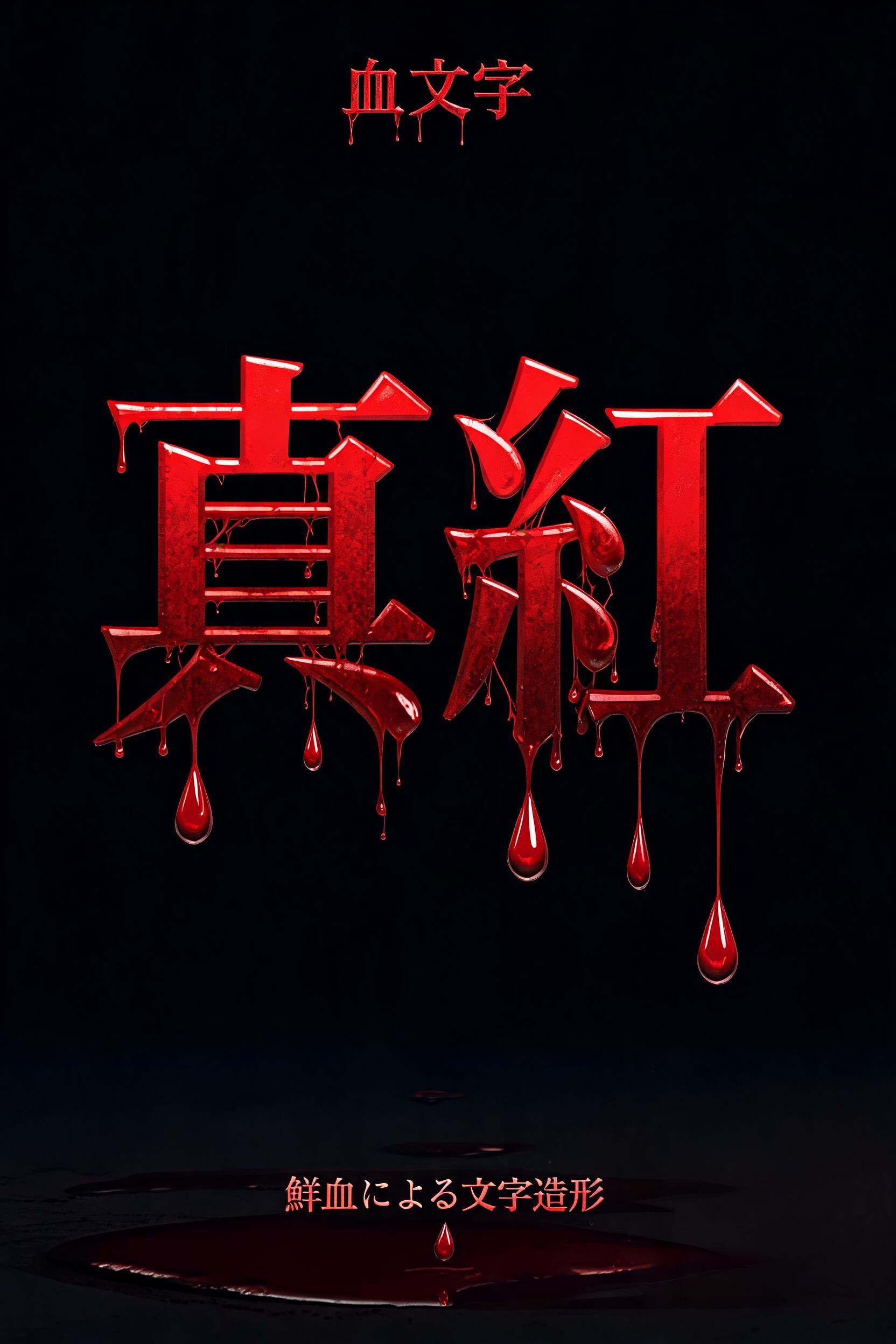 "真紅
血文字
鮮血による文字造形" — Drip Font Blood | AI Text Effect Generator