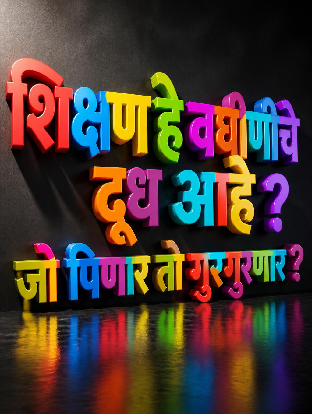 "शिक्षण हे वाघीणीचे दूध आहे ? 
जो पिणार तो गुरगुरणार ?" — 3d Bold | AI Text Effect Generator