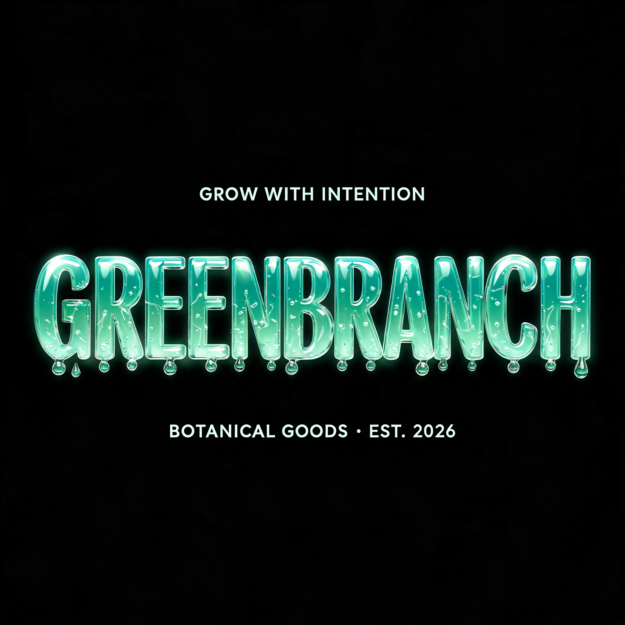 "GreenBranch" — Glass Liquid | AI Text Effect Generator
