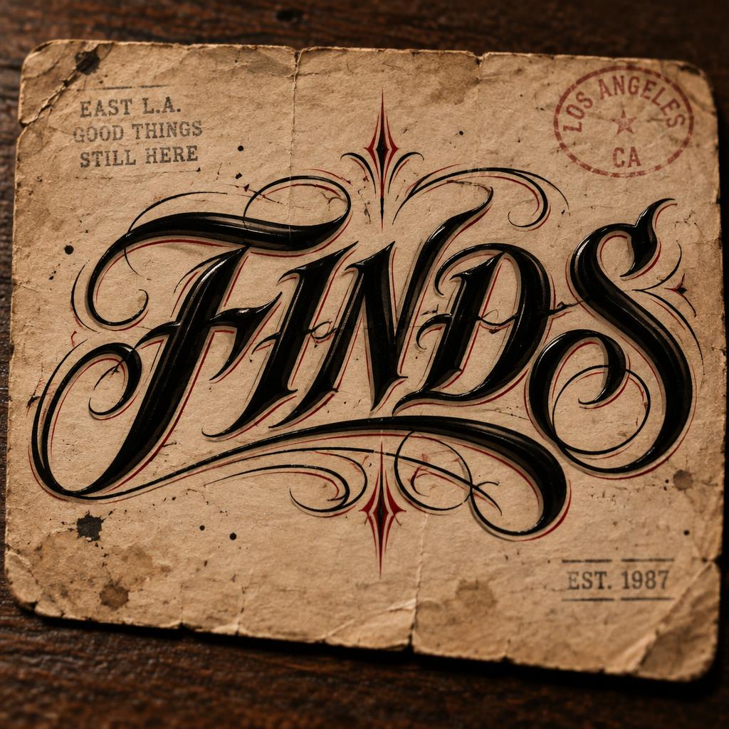 "FINDS" — Chicano | AI Text Effect Generator