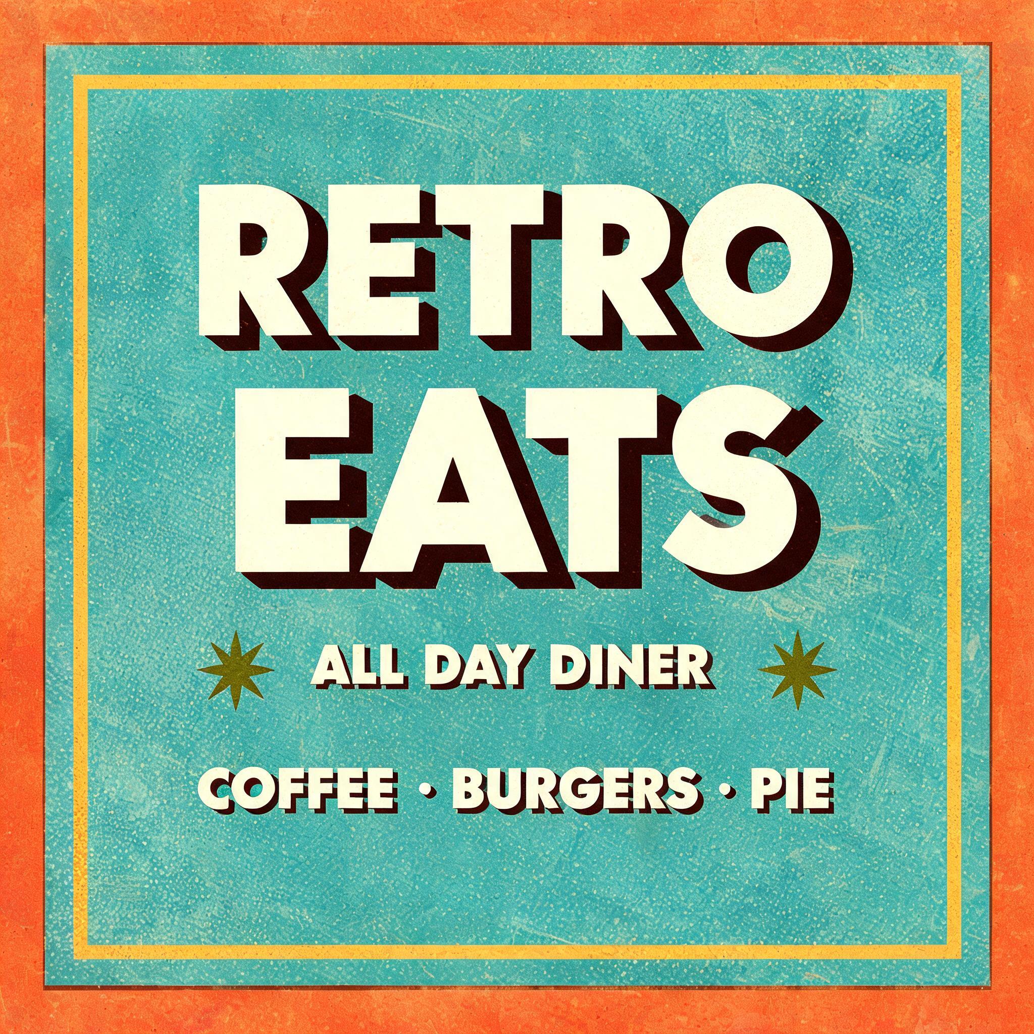 RETRO
EATS
ALL DAY DINER
COFFEE · BURGERS · PIE