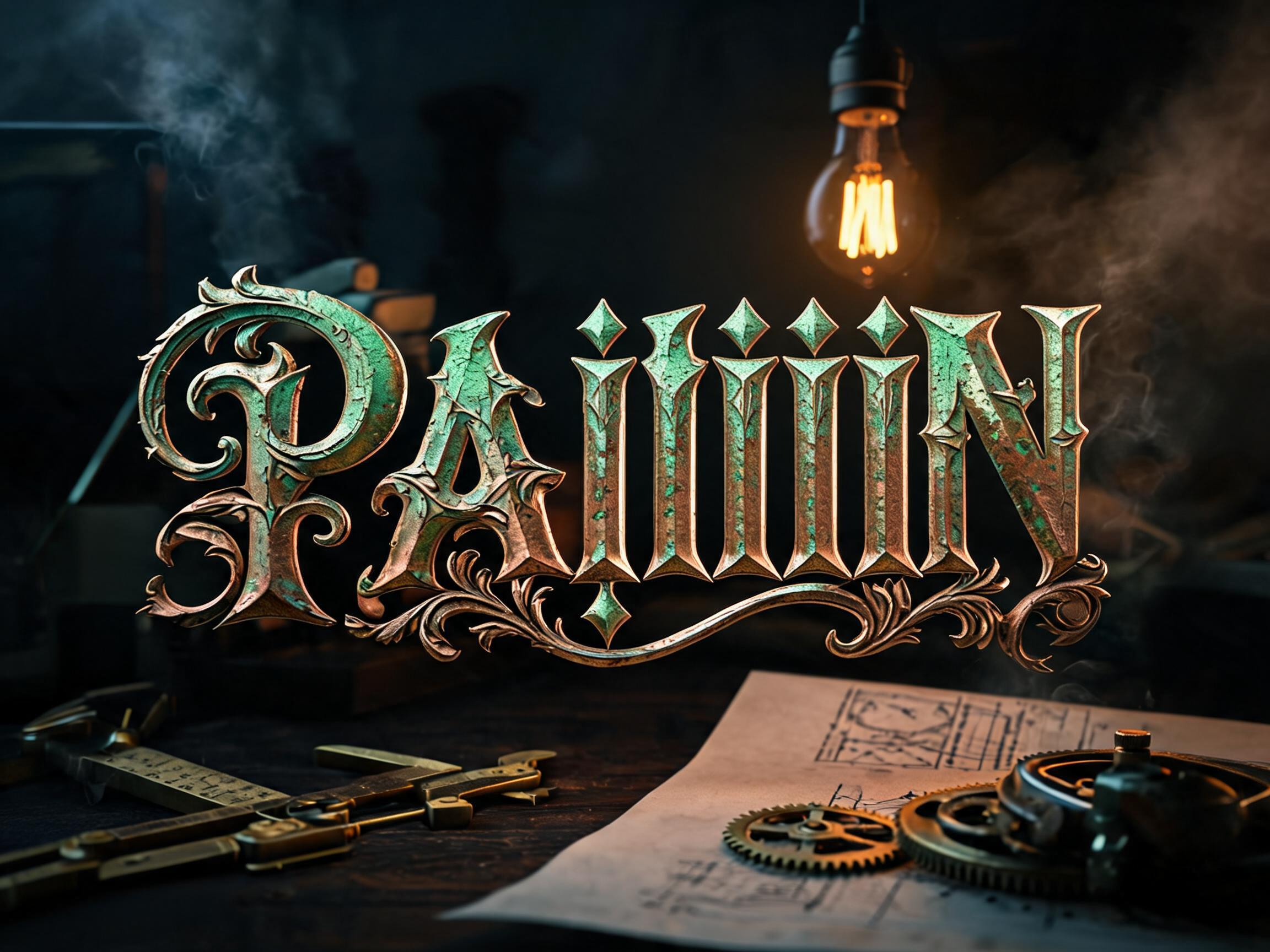 "PAIIIIIN" — Steampunk text effect