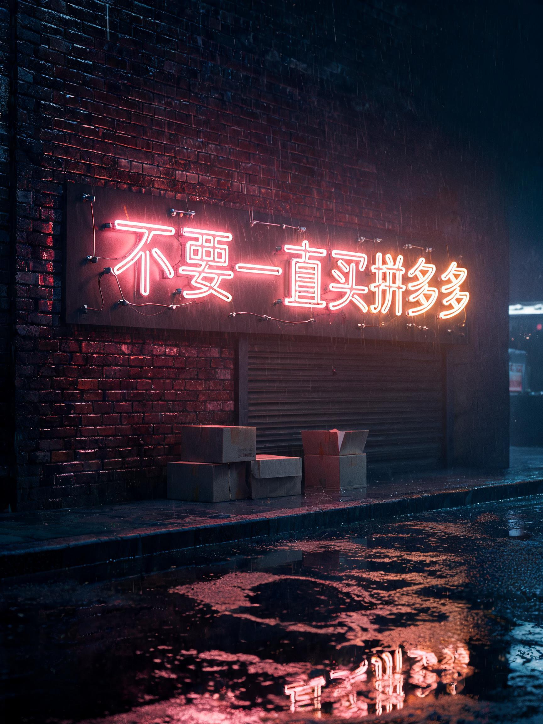 "不要一直买拼多多" — Neon Sign | AI Text Effect Generator