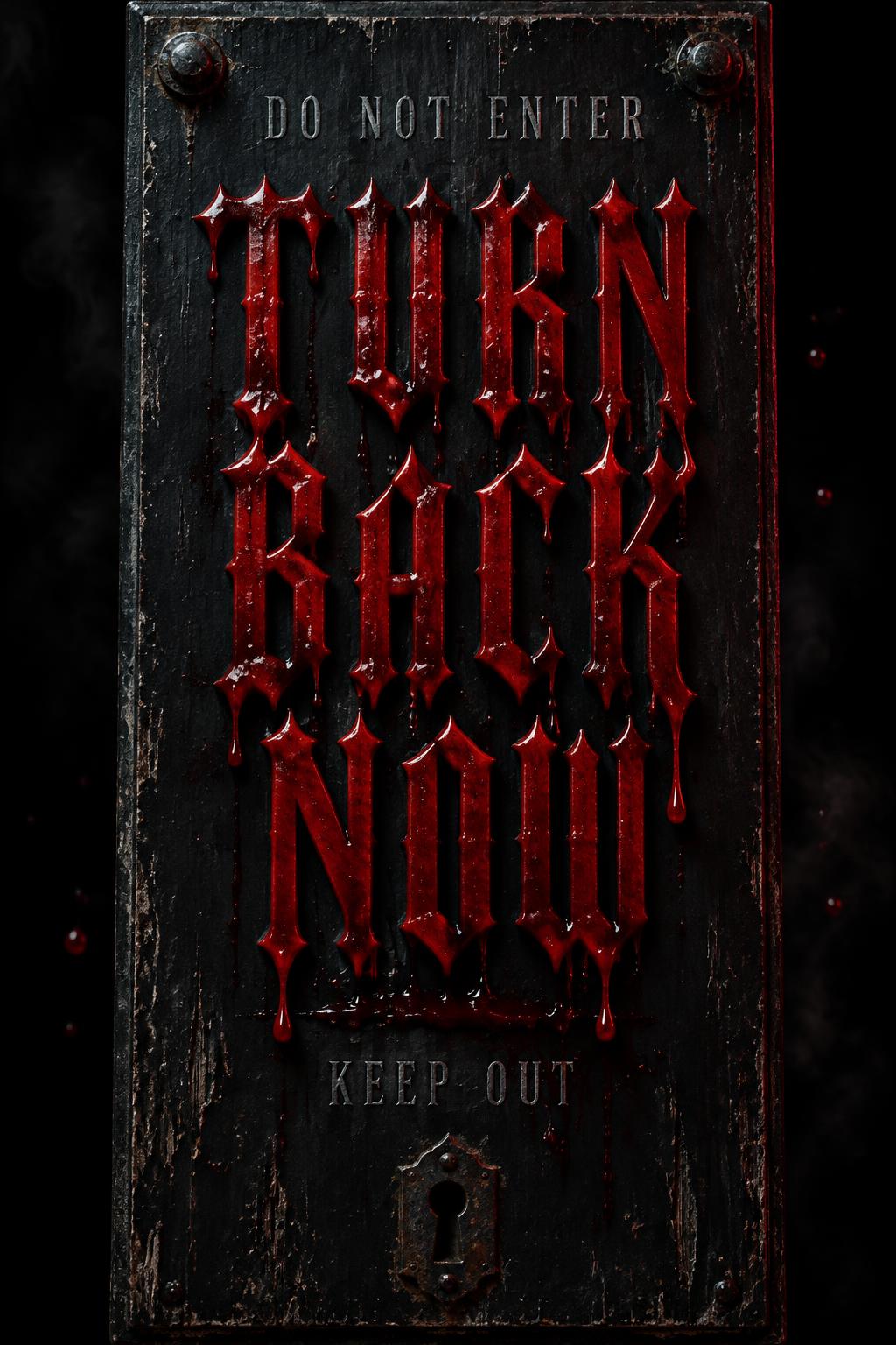 "TURN
BACK
NOW
DO NOT ENTER
KEEP OUT" — Drip Font Blood | AI Text Effect Generator