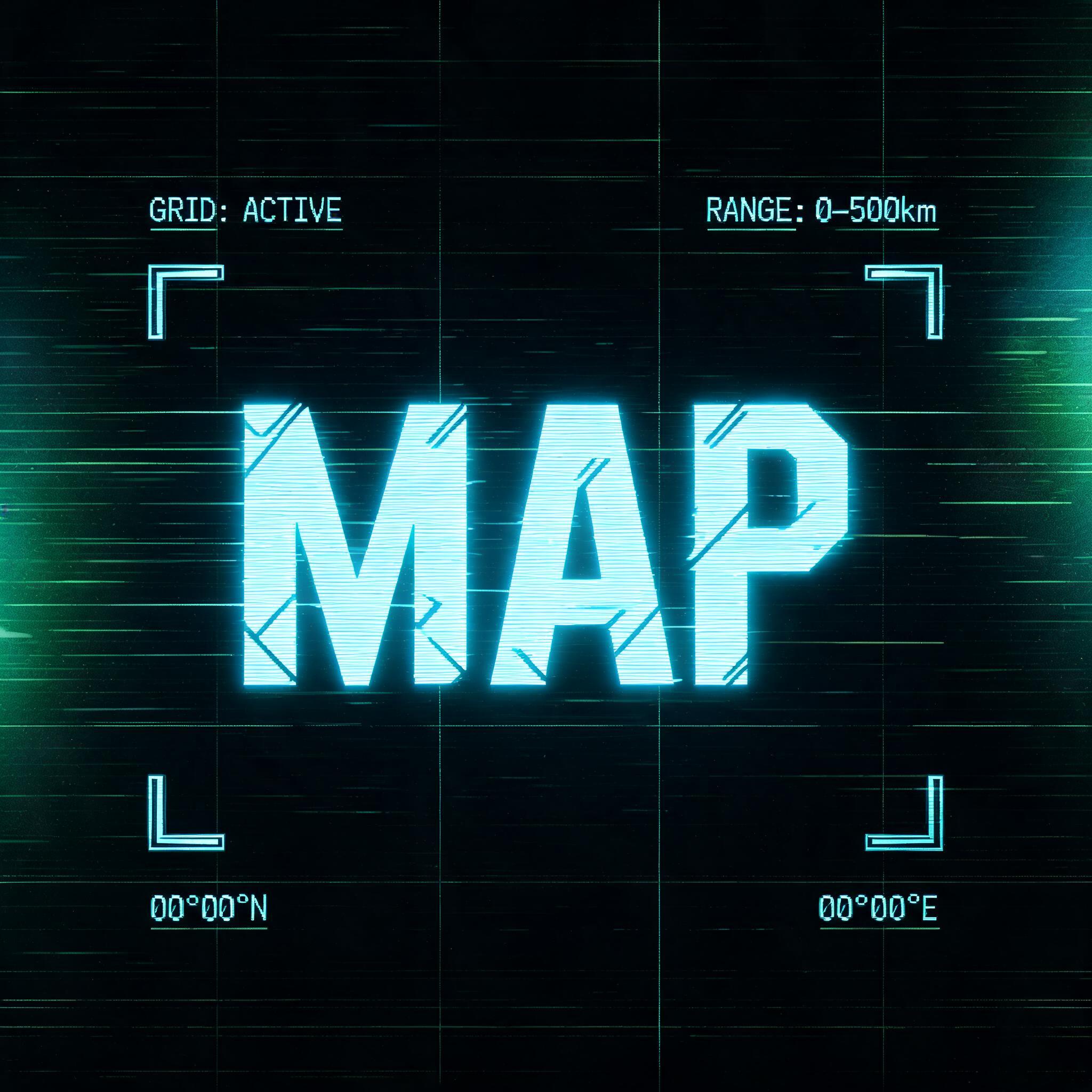 "Map" — Cyberpunk Tech Hud text effect