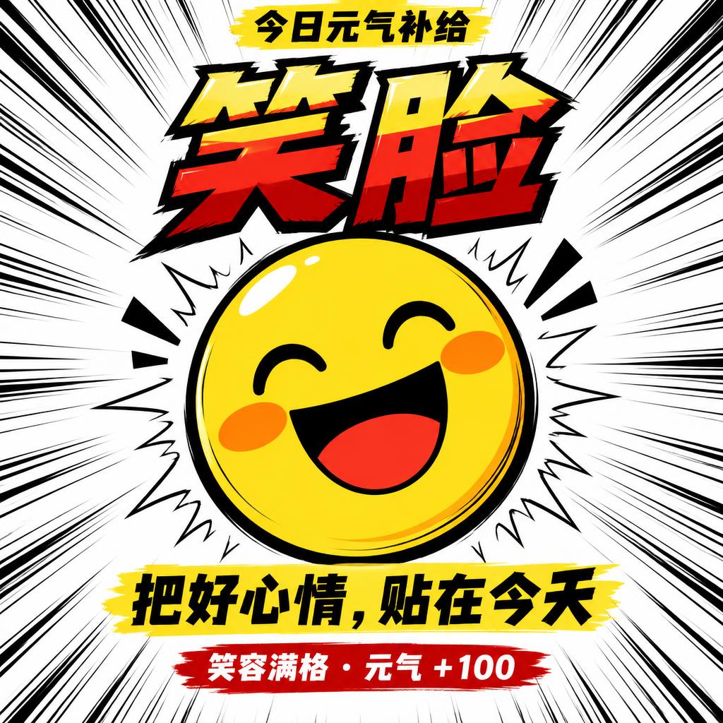 笑脸
今日元气补给
把好心情，贴在今天
笑容满格 · 元气 +100