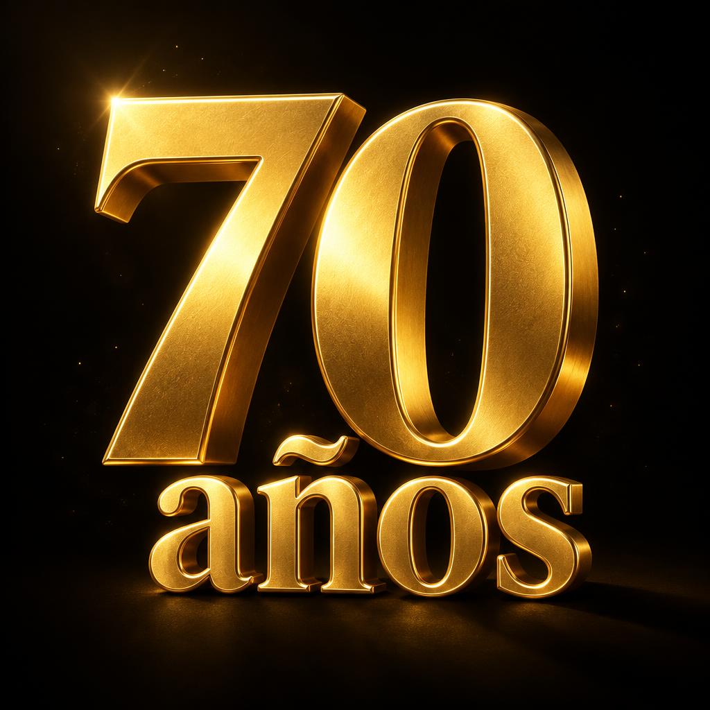 "70 años" — 3d Bold Gold | AI Text Effect Generator