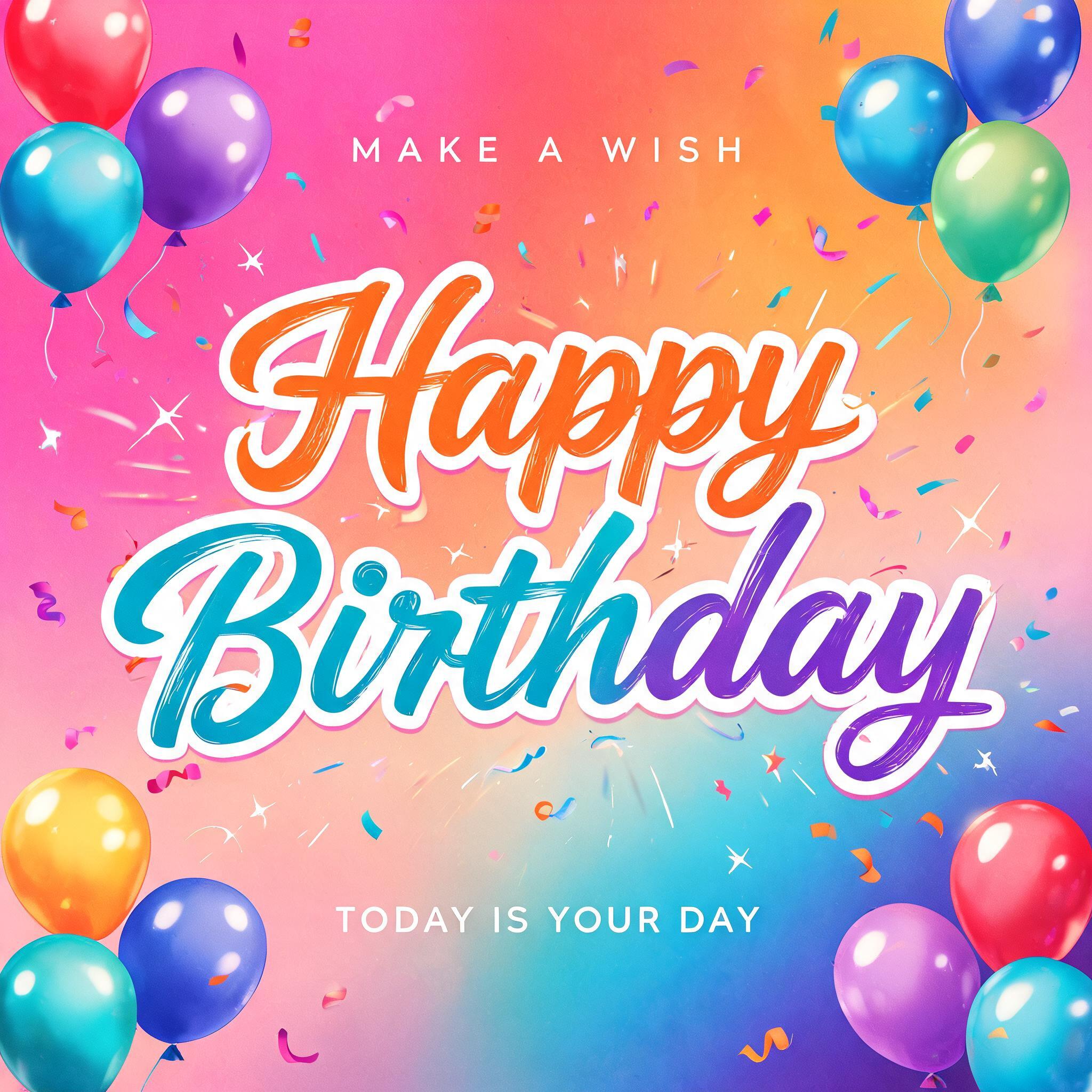 "Happy Birthday
MAKE A WISH
TODAY IS YOUR DAY" — Birthday | AI Text Effect Generator