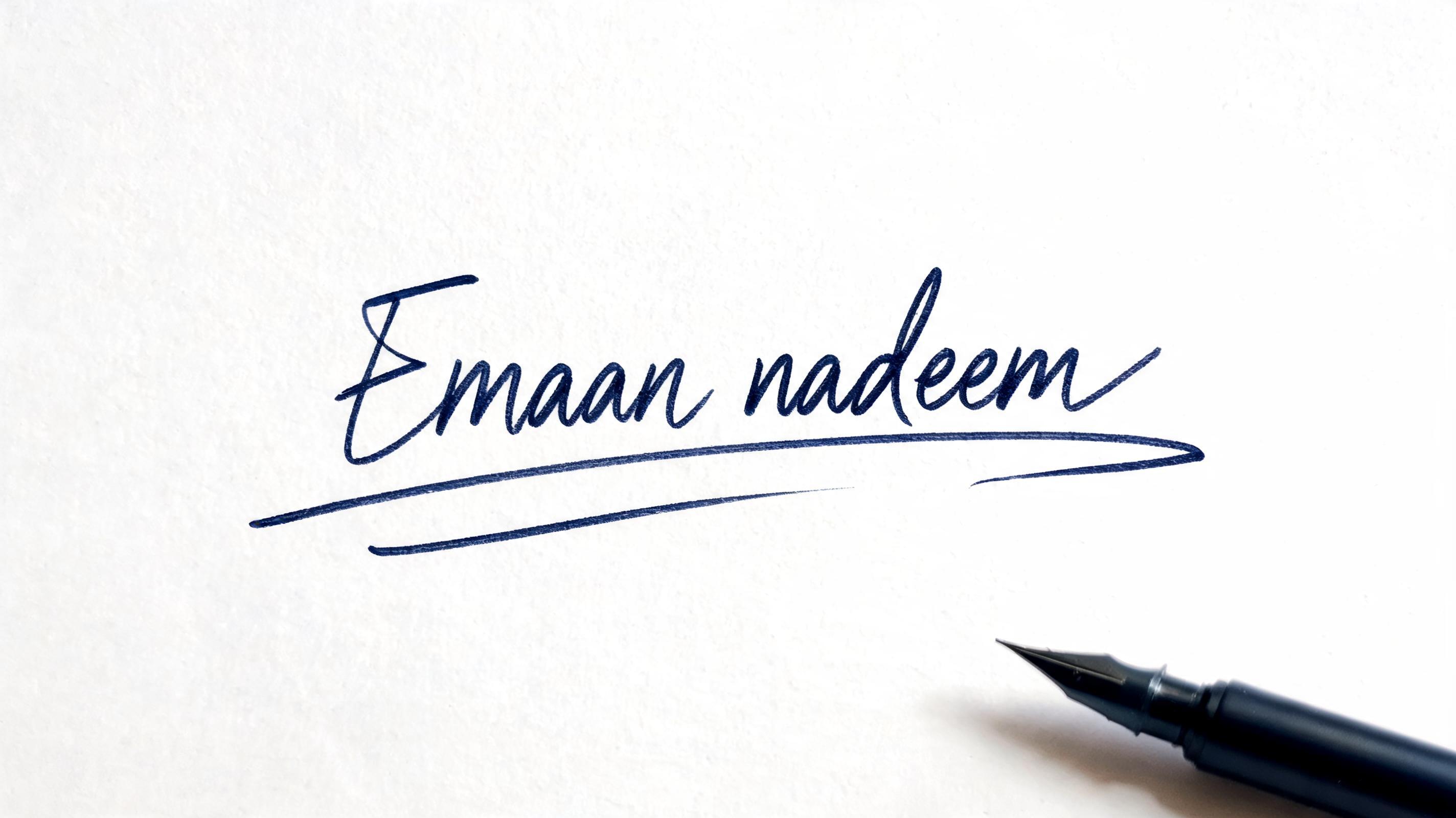 "emaan nadeem" — Cursive Signature | AI Text Effect Generator