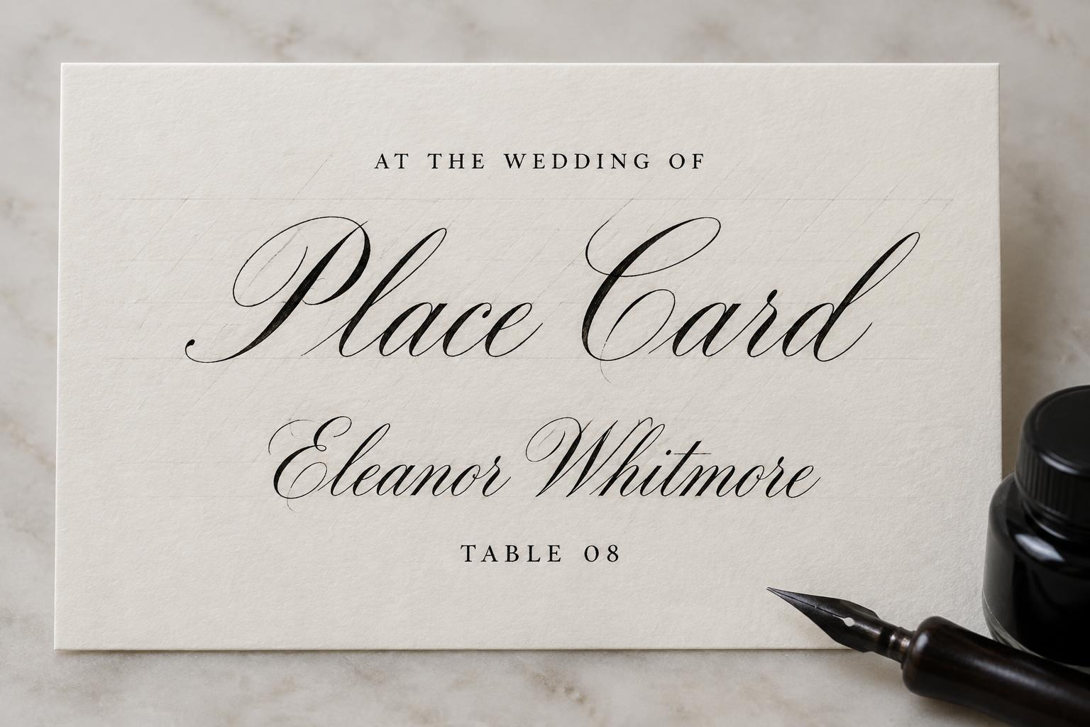 AT THE WEDDING OF
Place Card
Eleanor Whitmore
TABLE 08