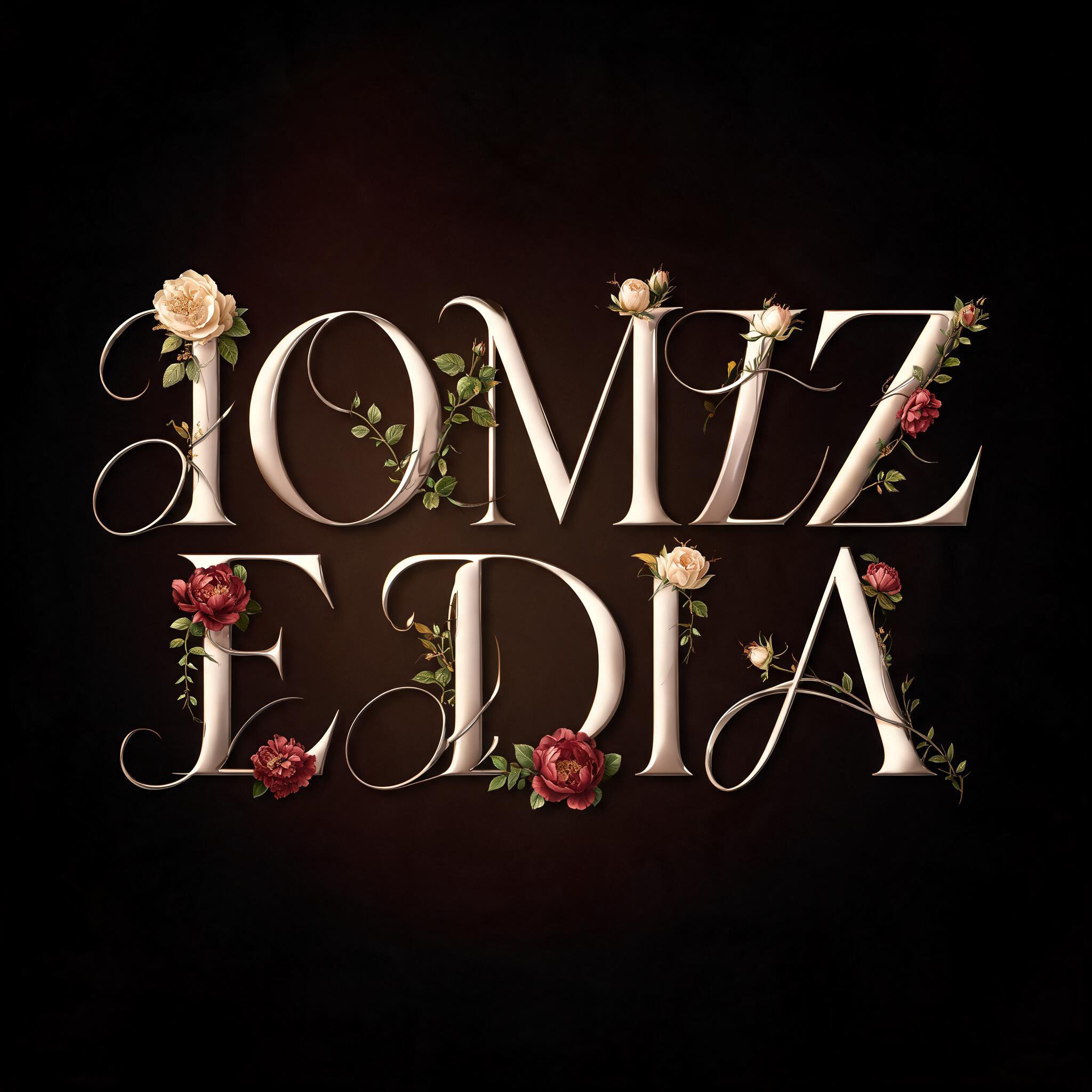 "I O M Z E D I A" — Floral | AI Text Effect Generator