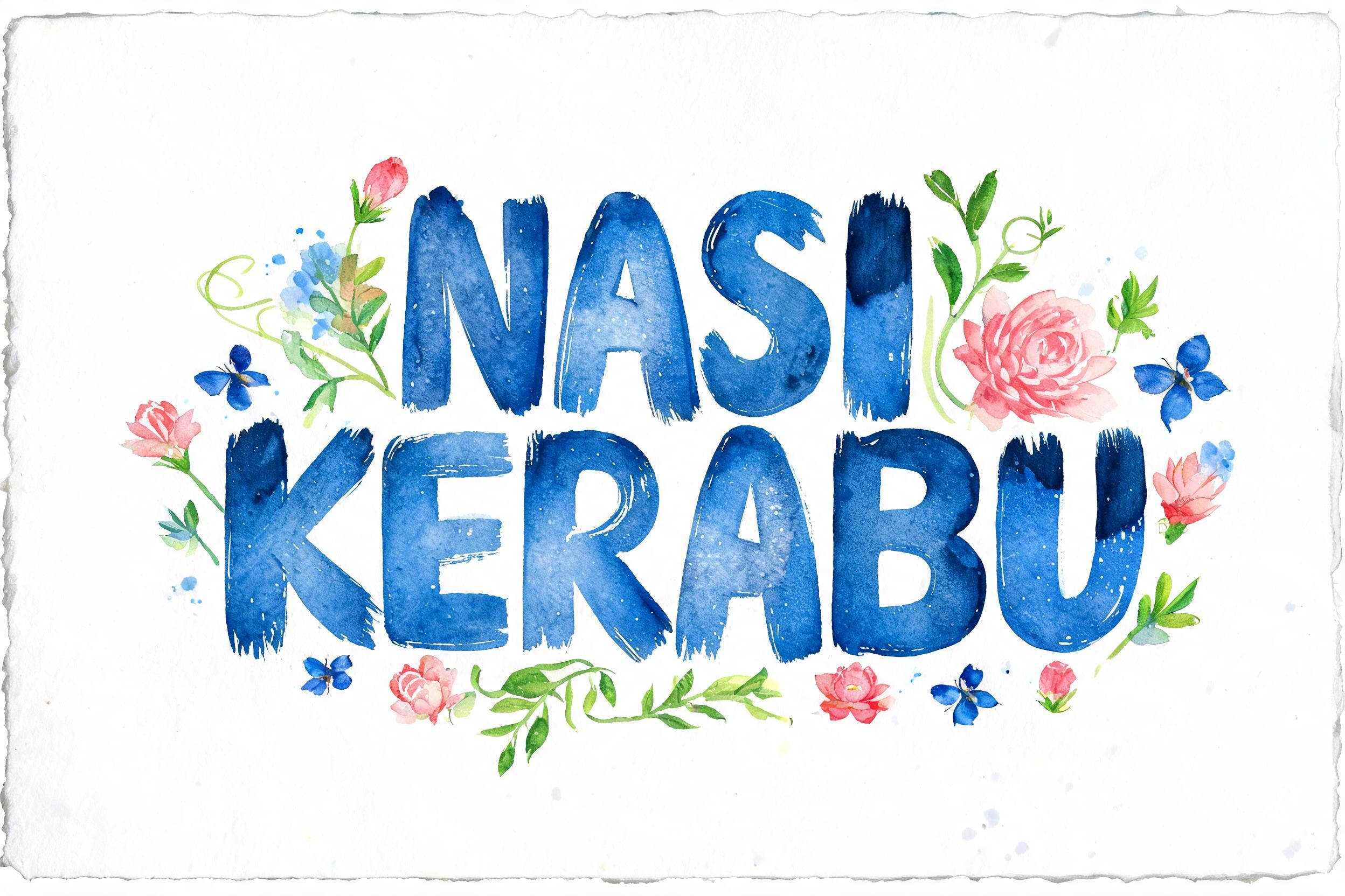"NASI KERABU" — Watercolor | AI Text Effect Generator