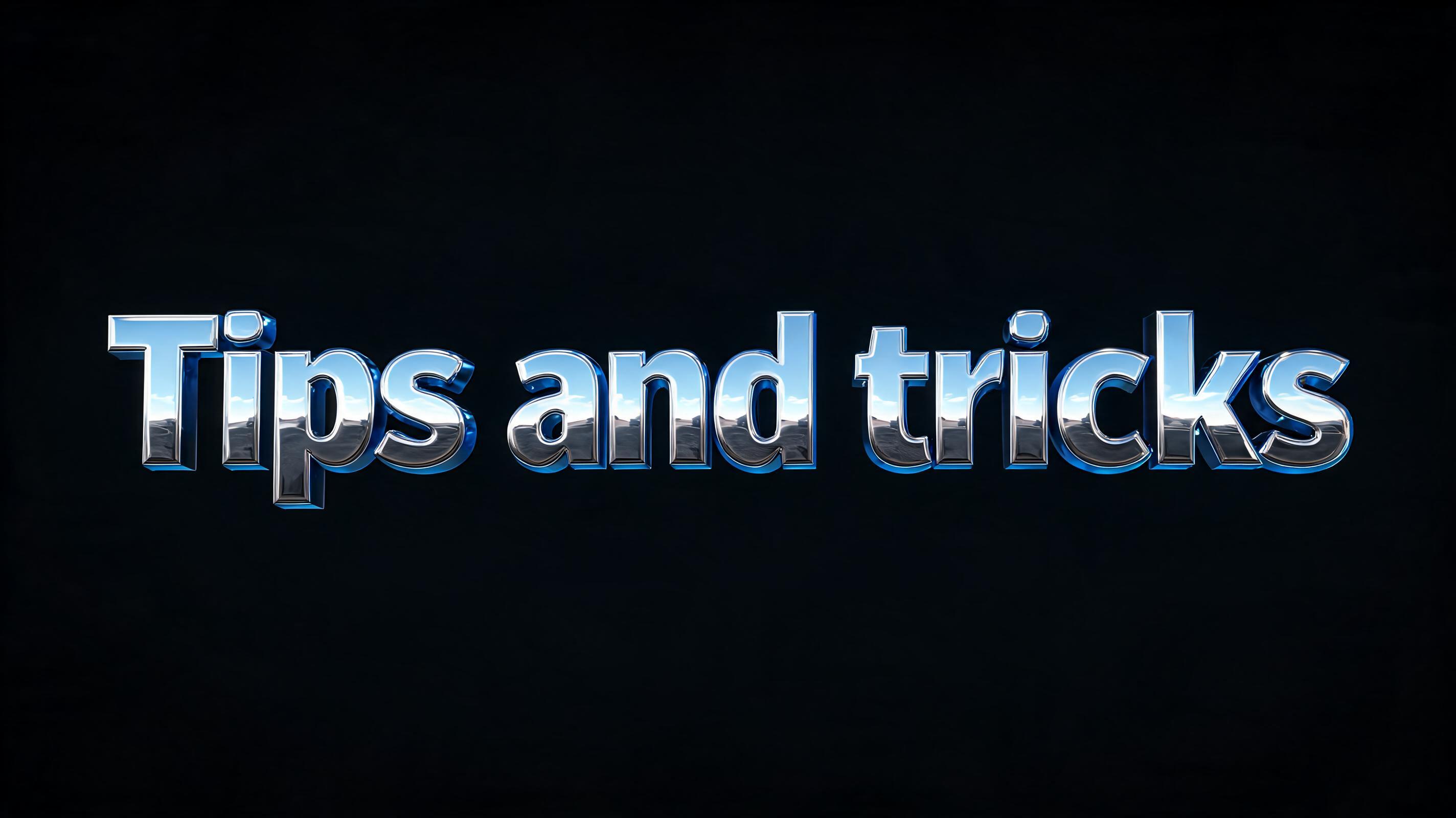 "Tips and tricks" — Chrome Metal 3d | AI Text Effect Generator