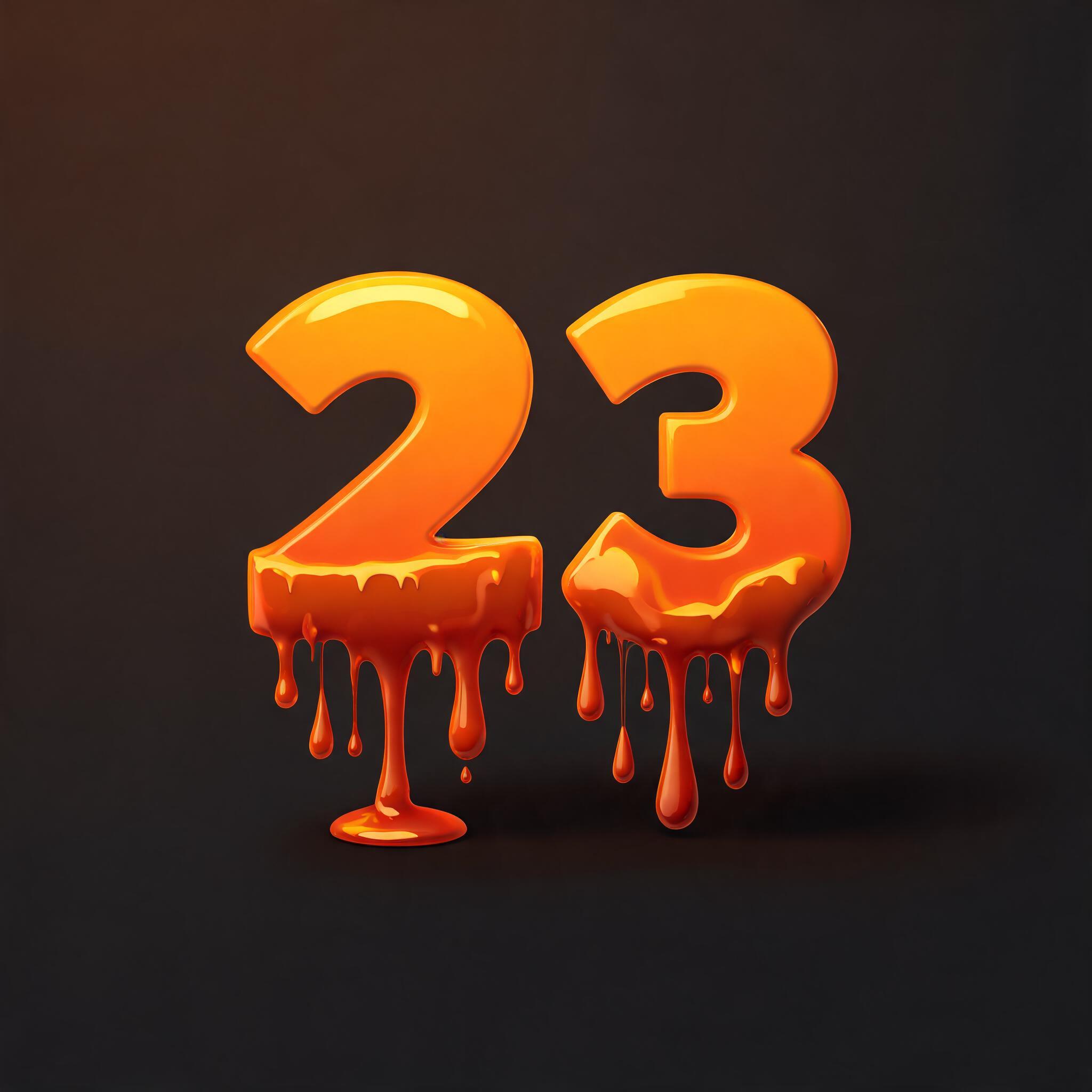 "23" — Drip Font Melting | AI Text Effect Generator