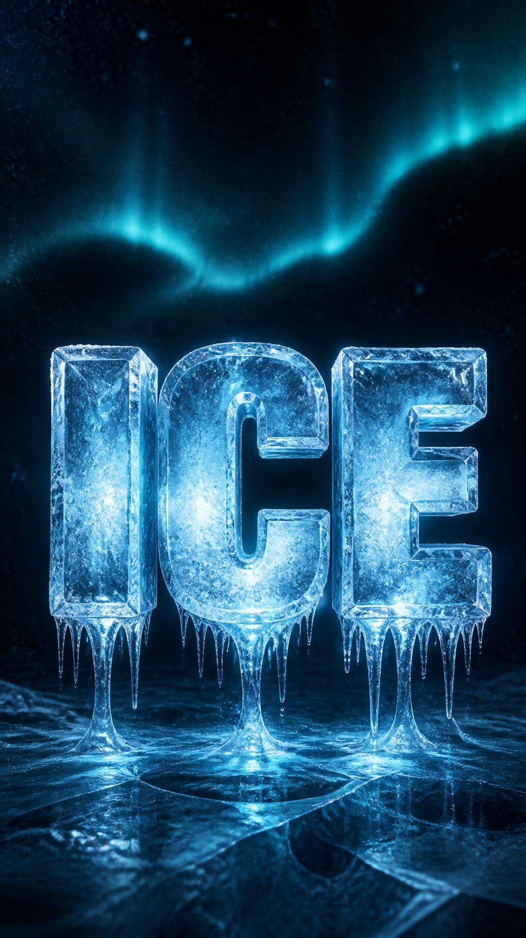 "ICE" — Glass Frozen text effect