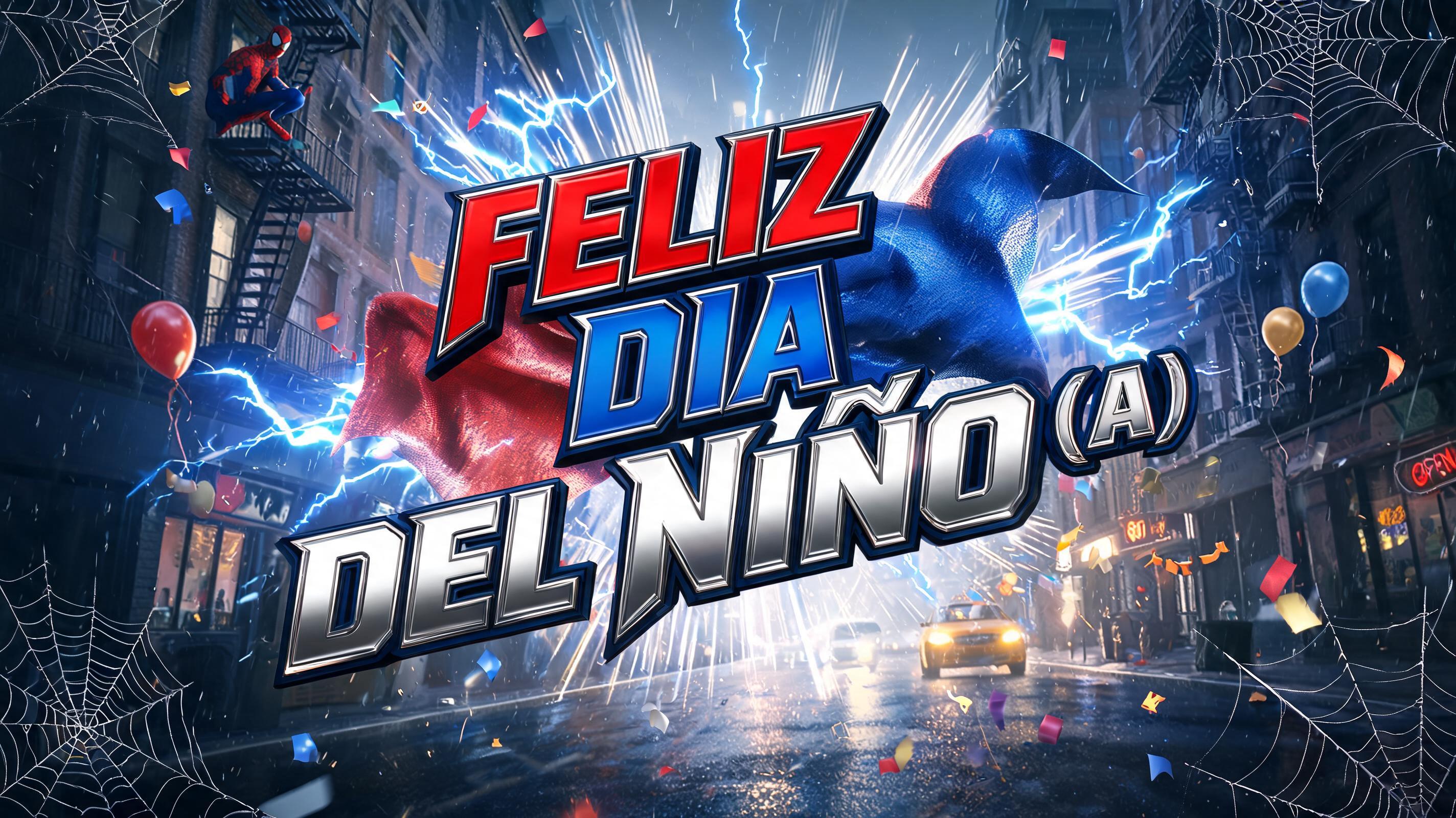 "FELIZ DIA DEL NIÑO (A)" — Spider Hero | AI Text Effect Generator