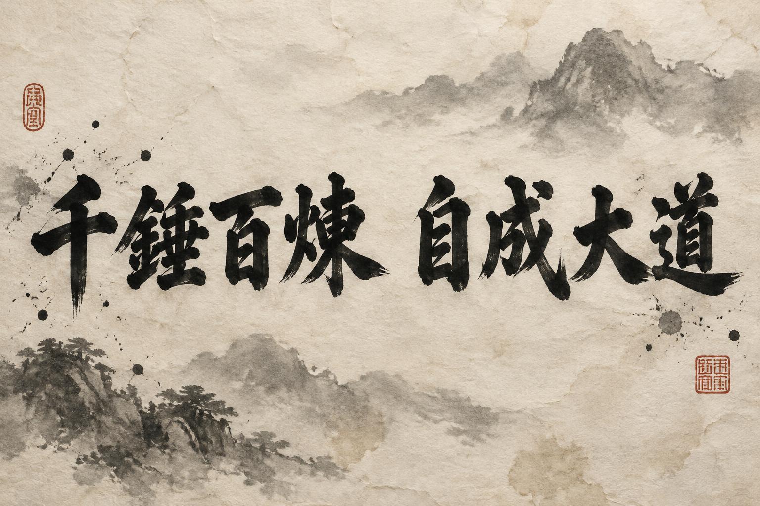 "千錘百煉 自成大道" — Brush Chinese Ink | AI Text Effect Generator