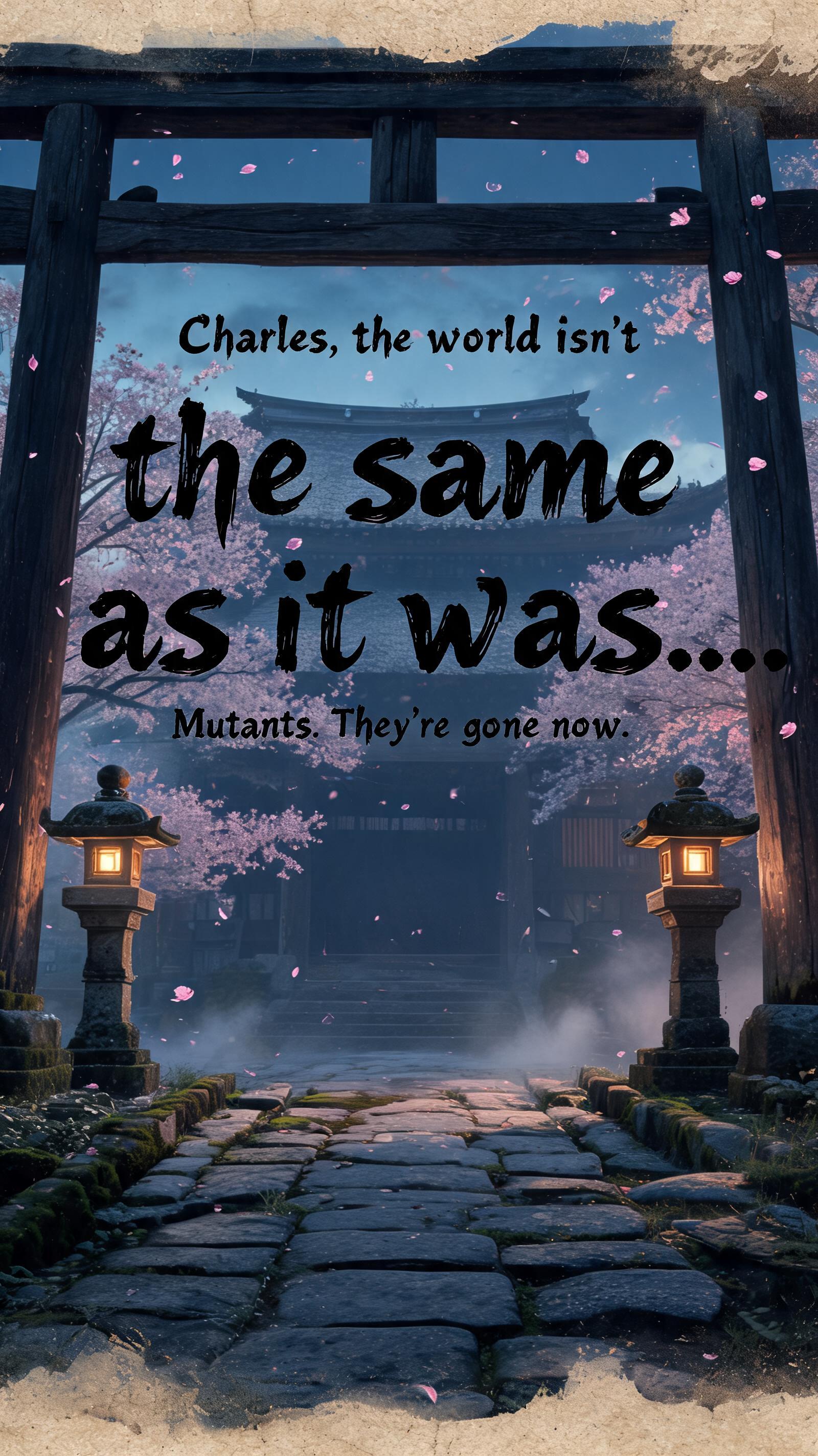 "Charles, the world isn't the same as it was... Mutants. They're gone now." — Brush Japanese Ink | AI Text Effect Generator