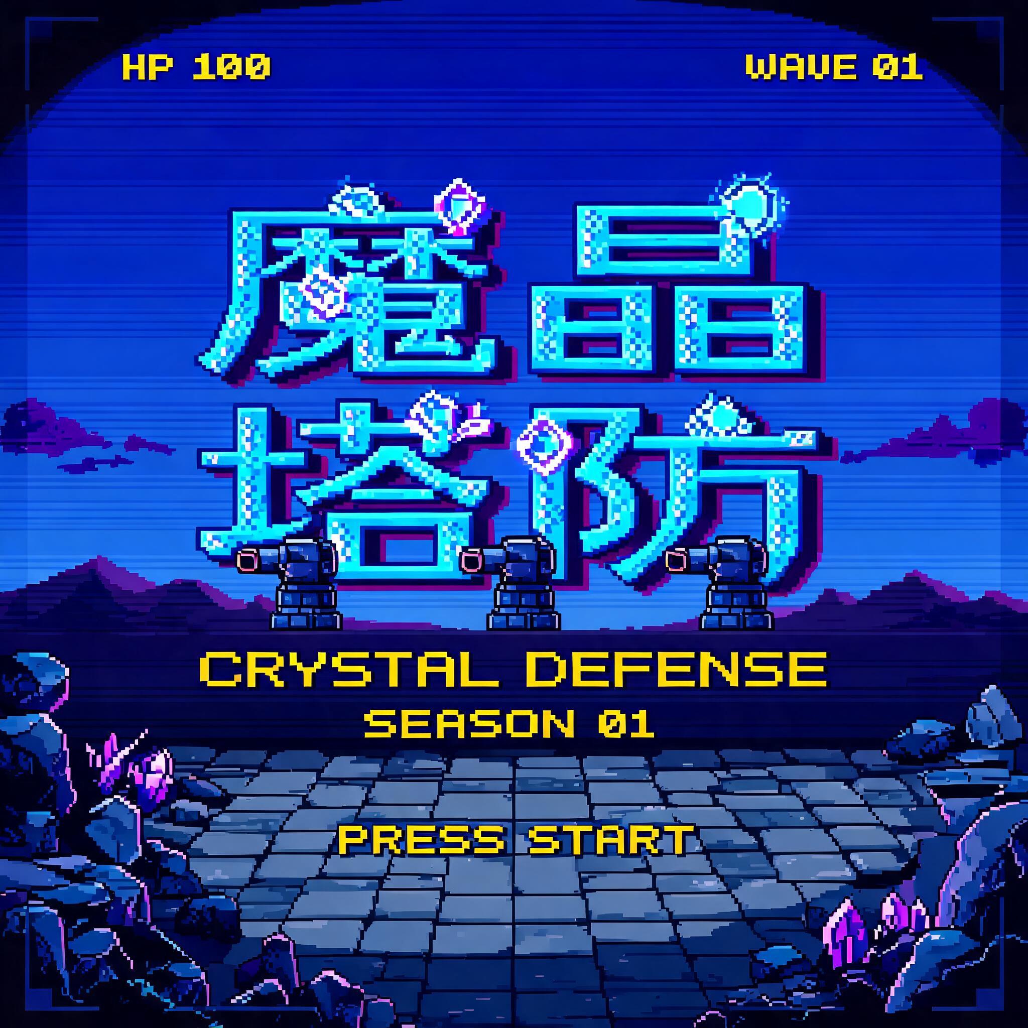 "生成游戏logo"魔晶塔防"" — Pixel Art | AI Text Effect Generator