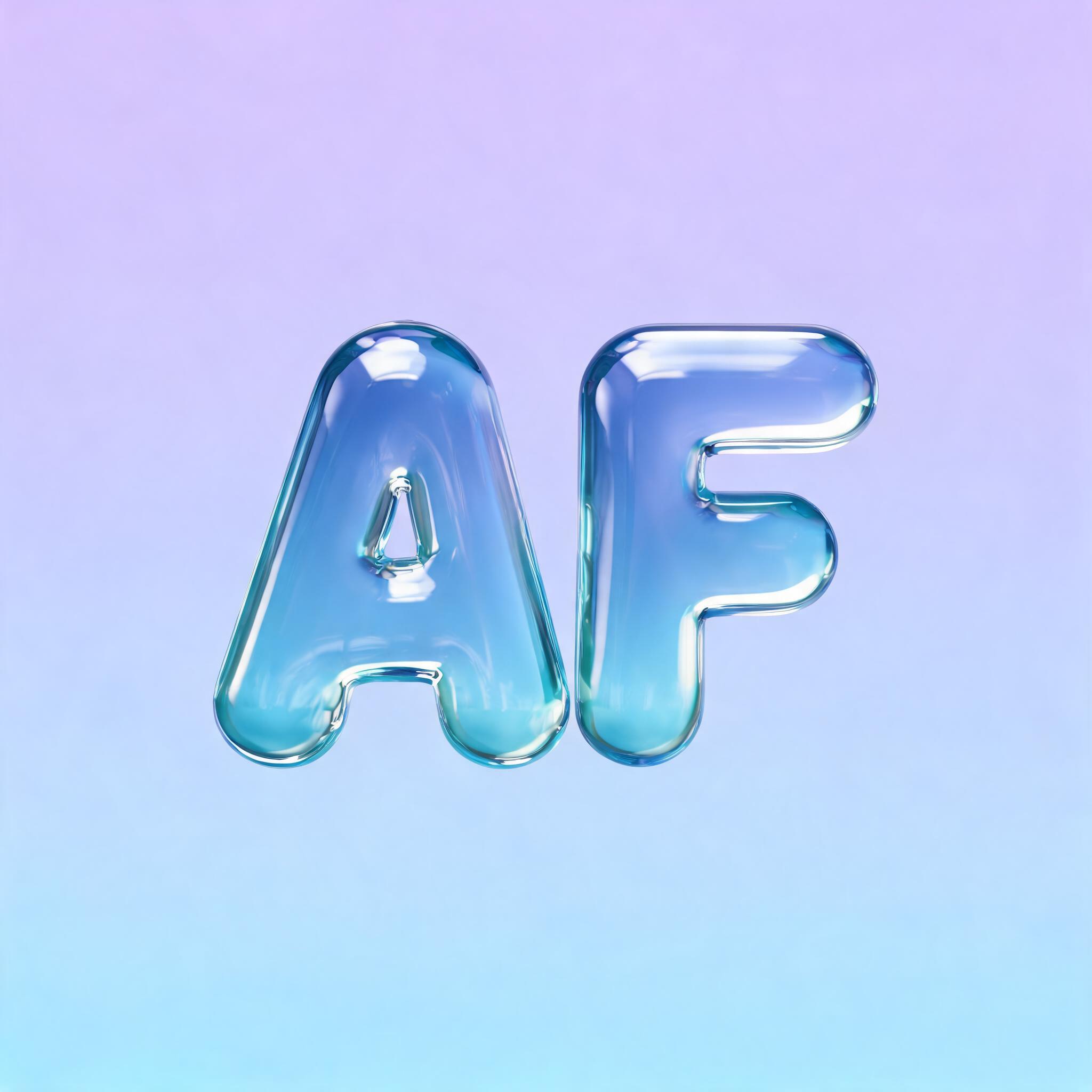 "AF" — Glass Liquid | AI Text Effect Generator