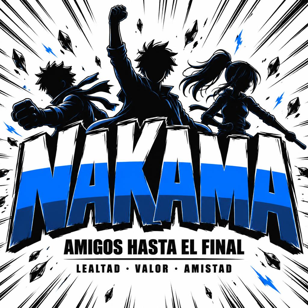 "Nakama
AMIGOS HASTA EL FINAL
LEALTAD · VALOR · AMISTAD" — Anime | AI Text Effect Generator