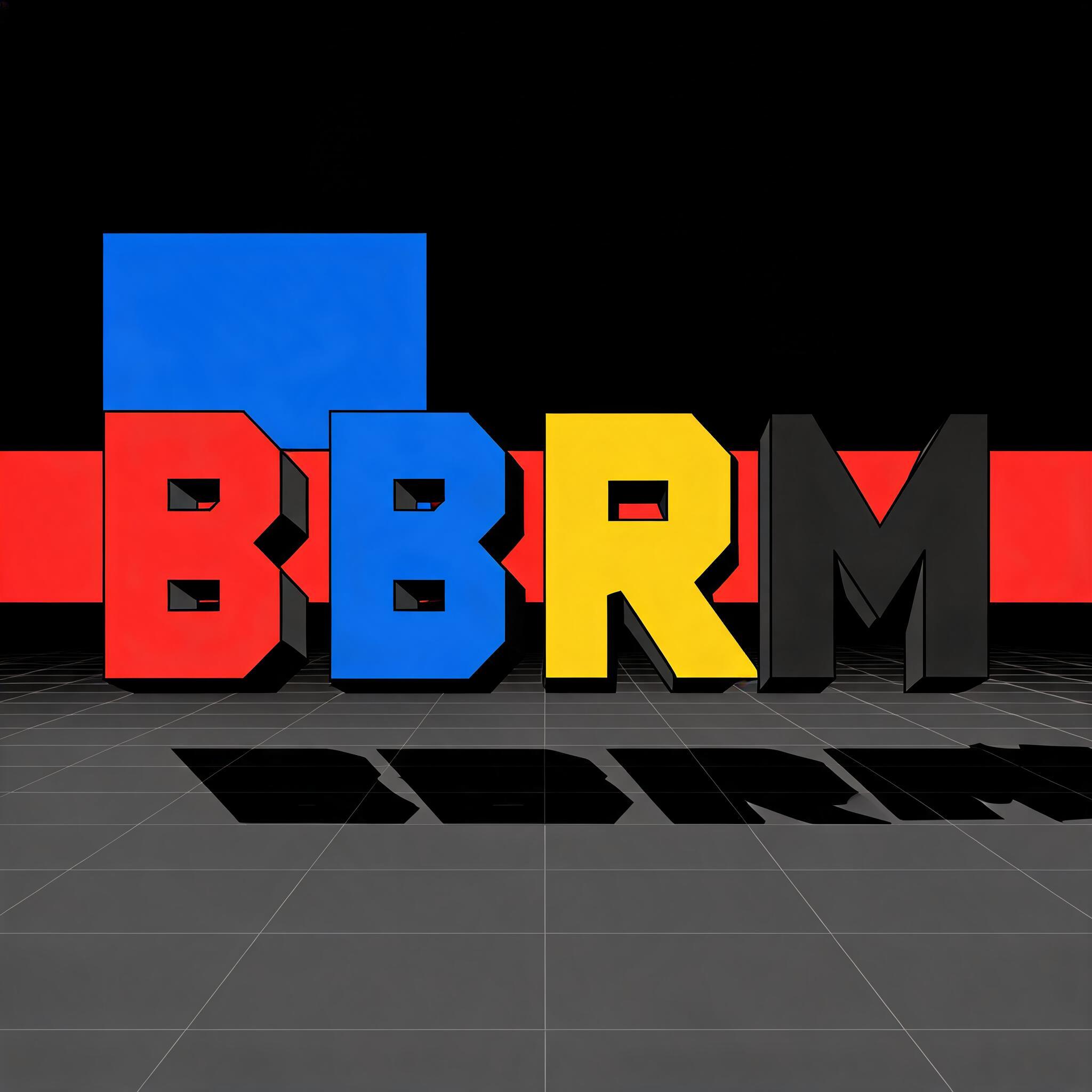 "BBRM" — Geometric text effect