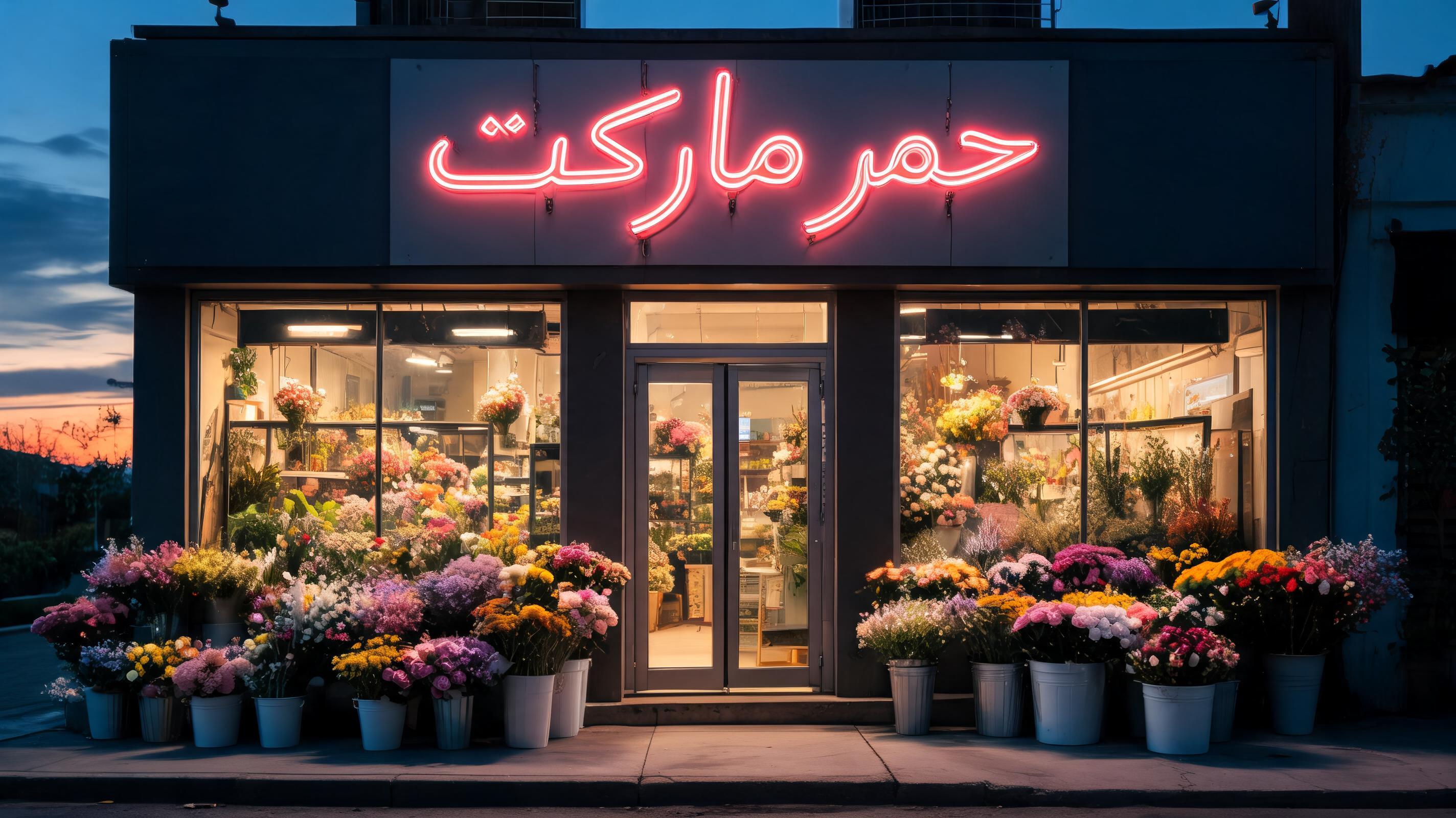 "جم مارکت" — Neon Sign text effect