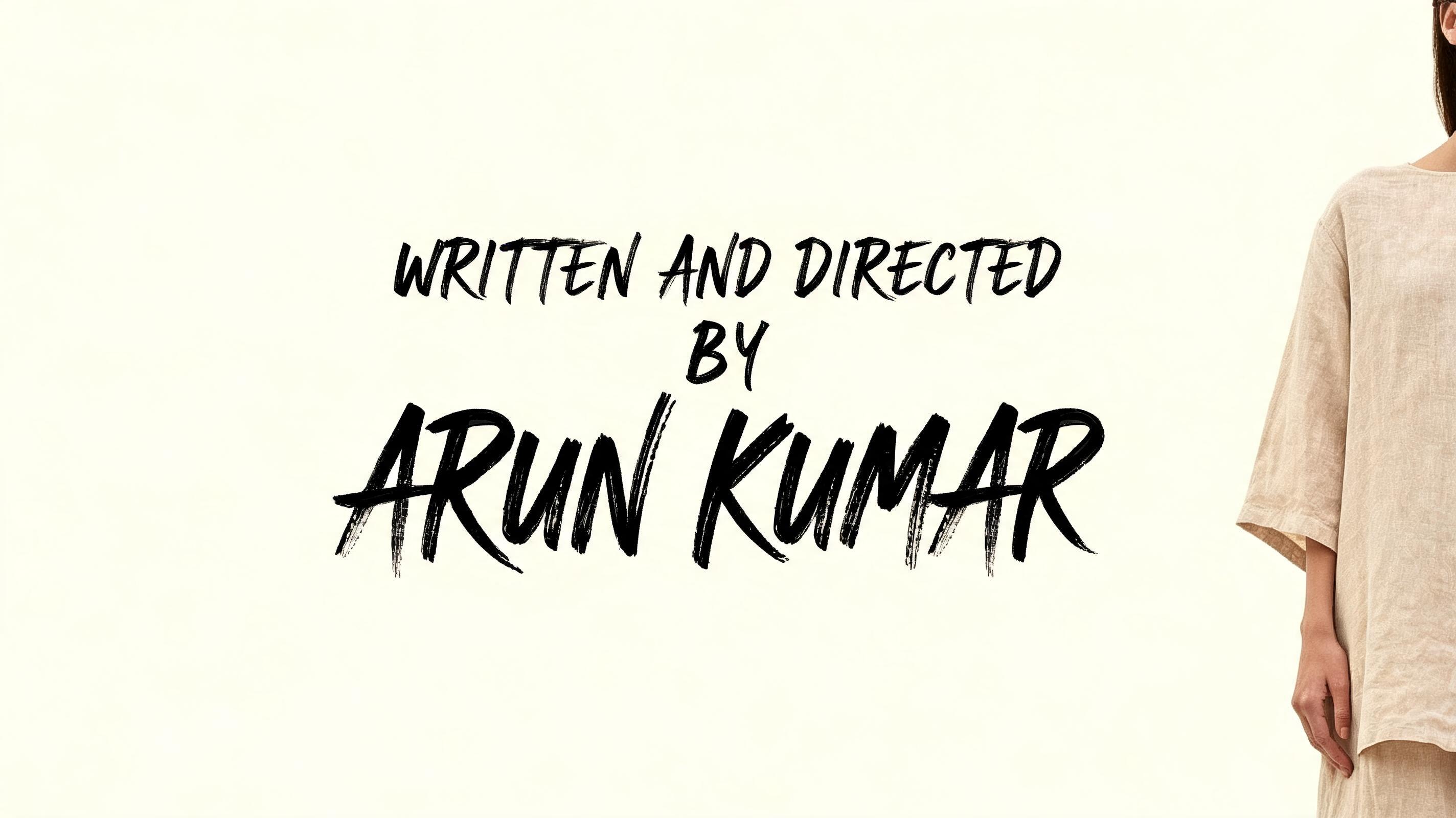 "WRITTEN AND DIRECTED 
                   BY
          ARUN KUMAR" — Brush Stroke | AI Text Effect Generator