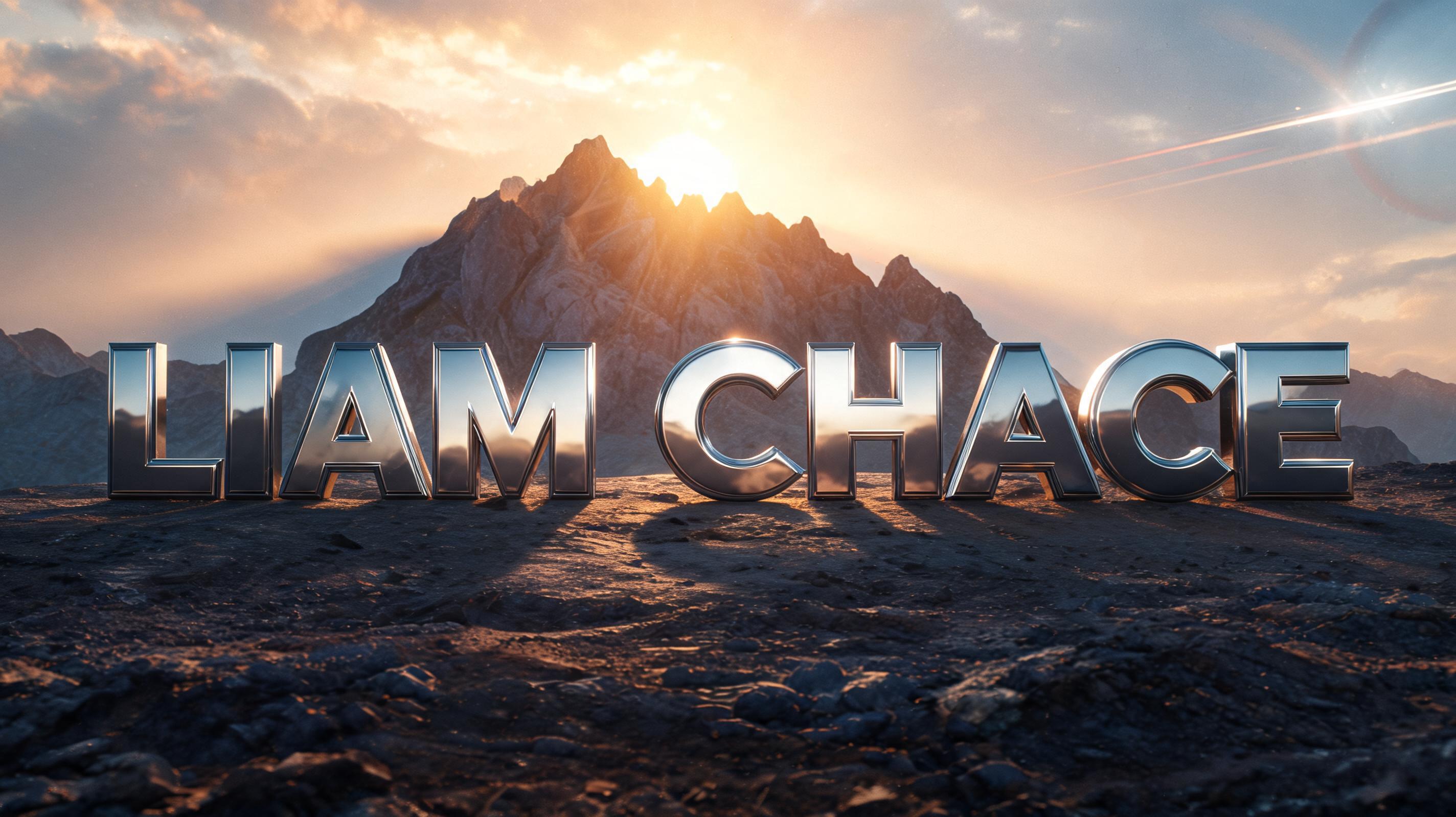"LIAM CHACE" — Chrome Metal 3d | AI Text Effect Generator