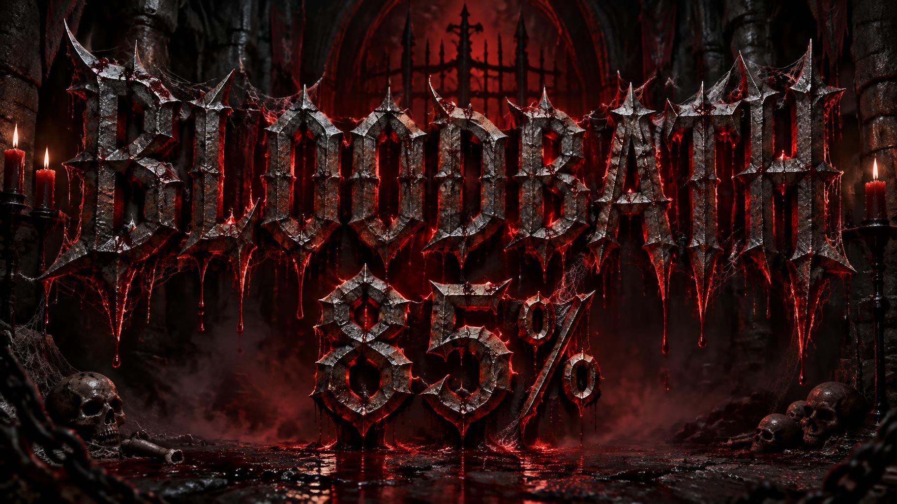 "BLOODBATH 85%" — Gothic Dark text effect