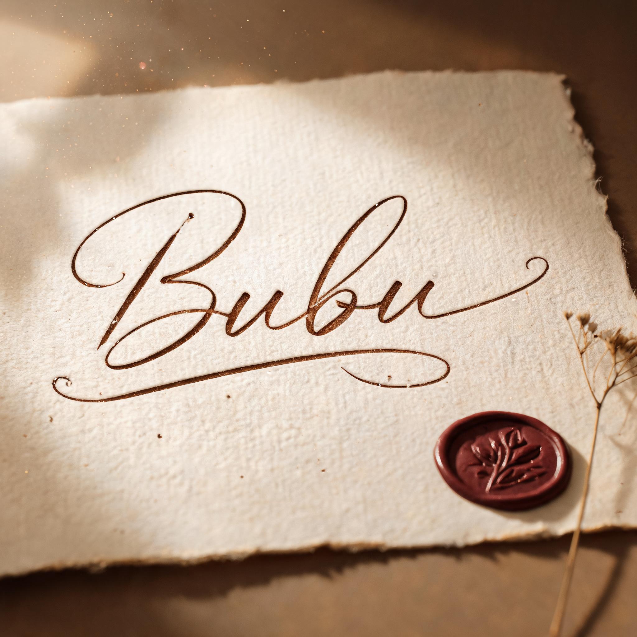 "Bubu" — Handwritten Script | AI Text Effect Generator