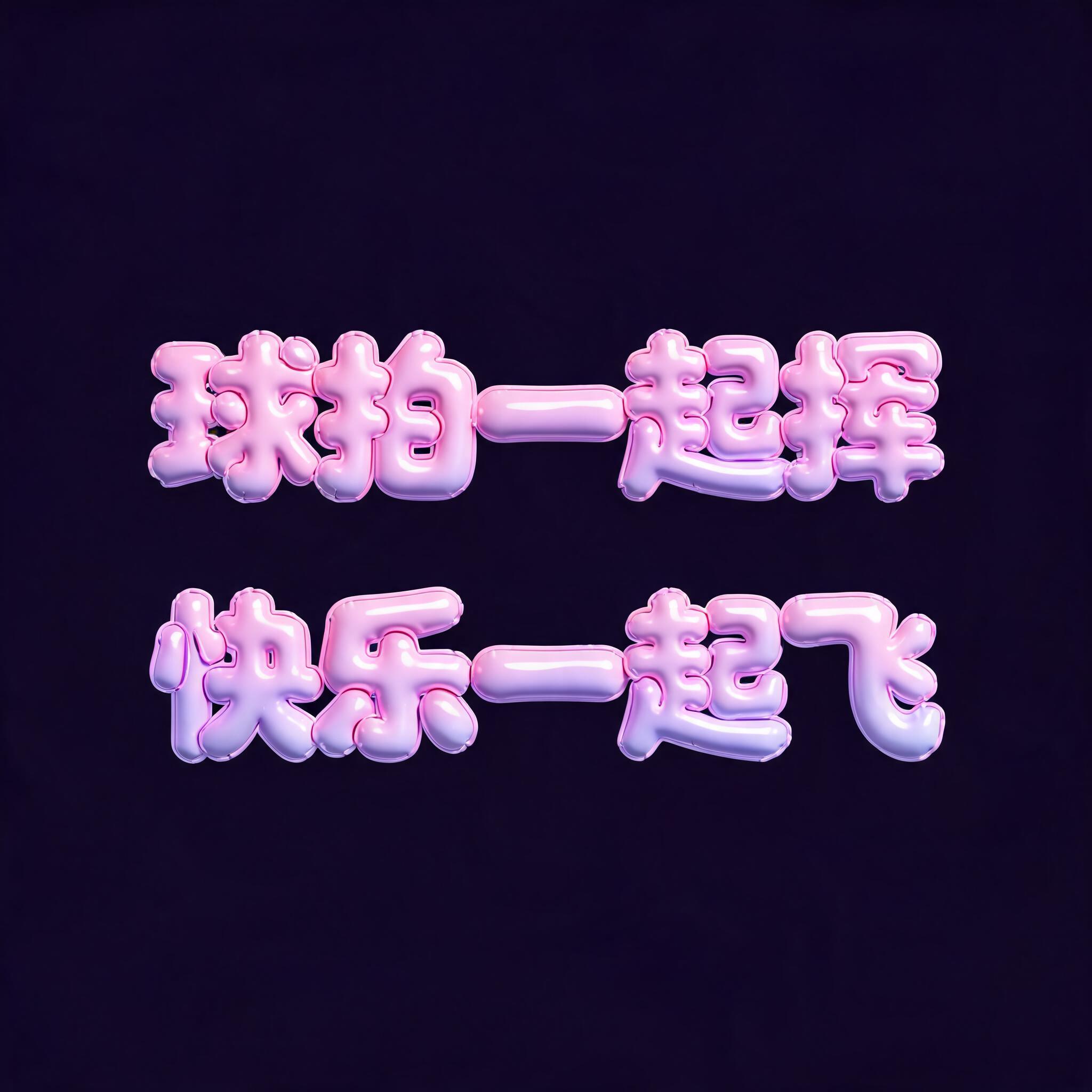 "球拍一起挥 快乐一起飞" — Y2k Bubbly | AI Text Effect Generator