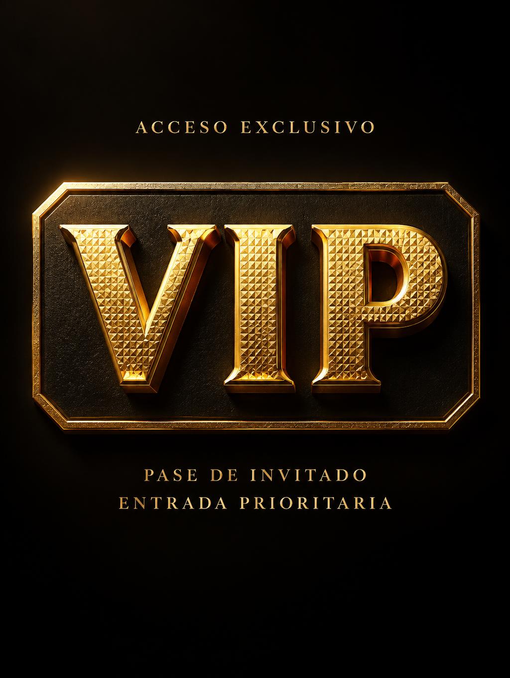 "VIP
ACCESO EXCLUSIVO
PASE DE INVITADO
ENTRADA PRIORITARIA" — 3d Bold Gold | AI Text Effect Generator