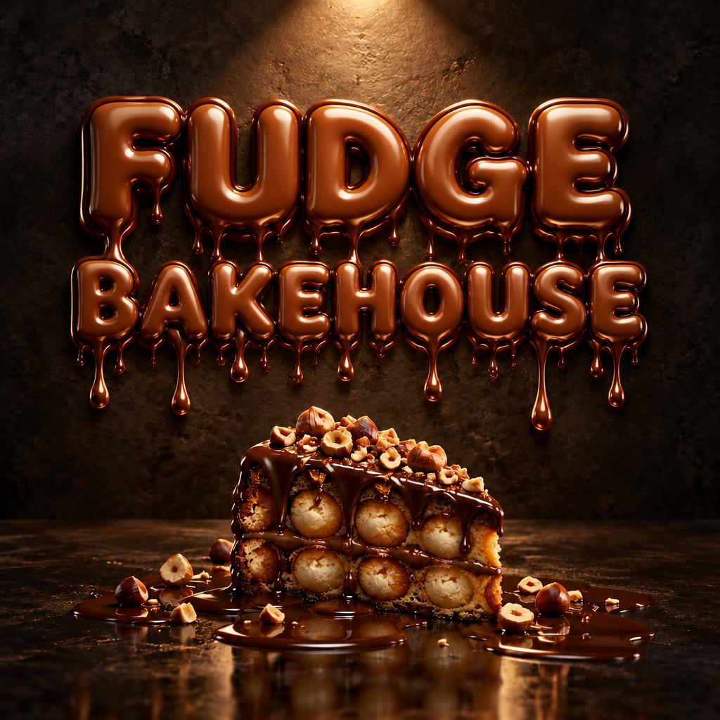 "FUDGE BAKEHOUSE" — Drip Font | AI Text Effect Generator