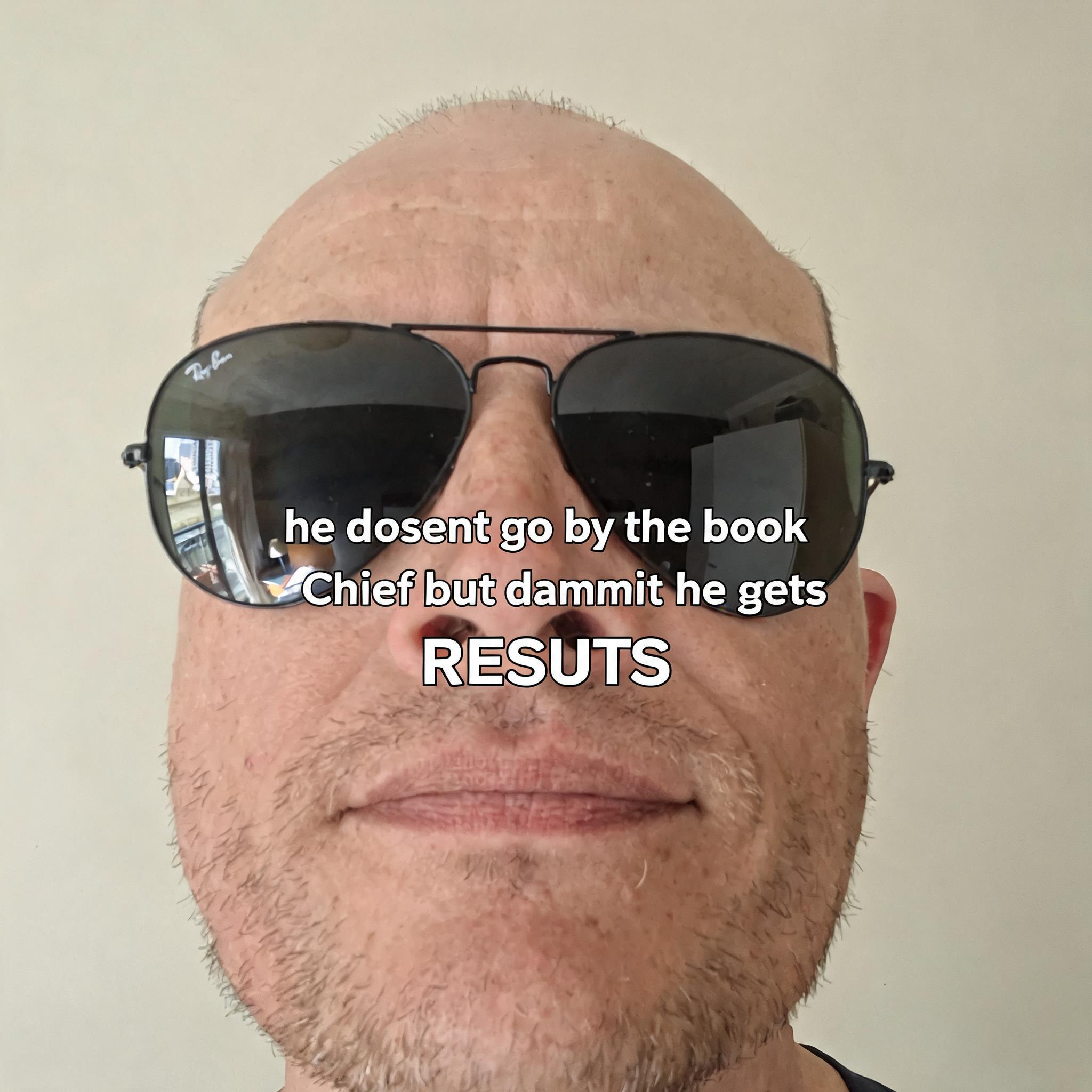 "he dosent go by the book Chief but dammit he gets RESULTS" — Synthwave | AI Text Effect Generator