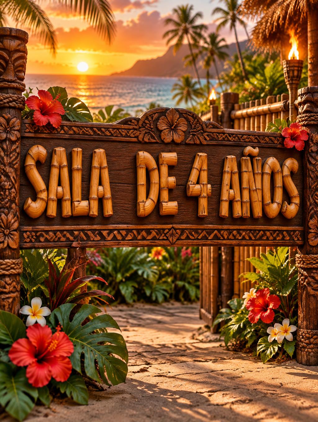 "SALA  DE 4 AÑOS" — Hawaiian | AI Text Effect Generator
