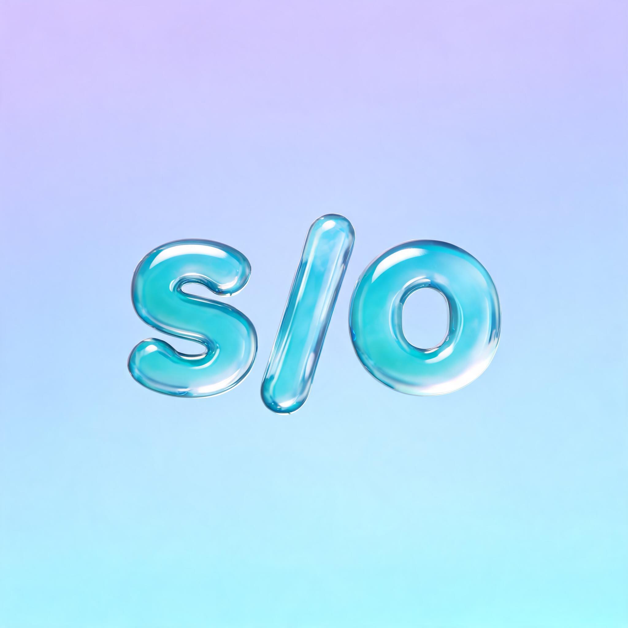 "s/o" — Glass Liquid | AI Text Effect Generator