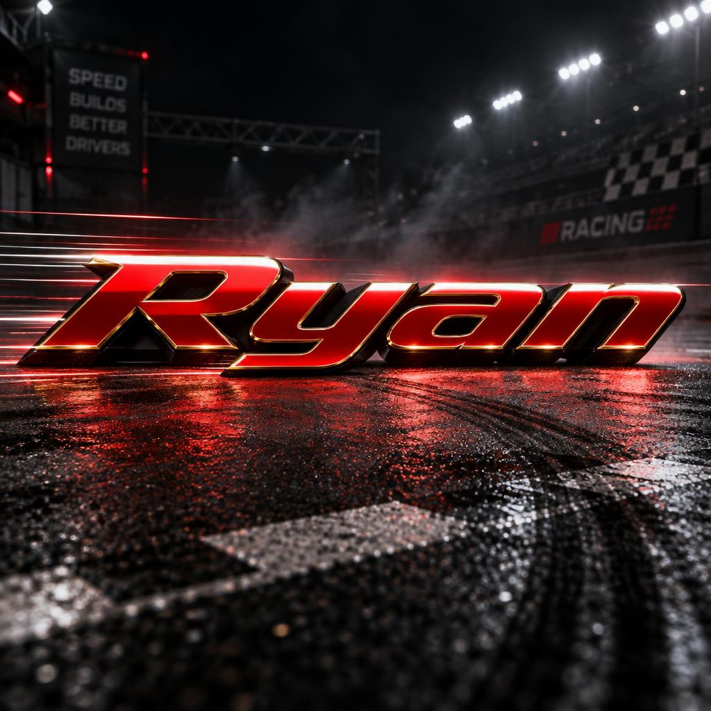 "Ryan" — Racing | AI Text Effect Generator
